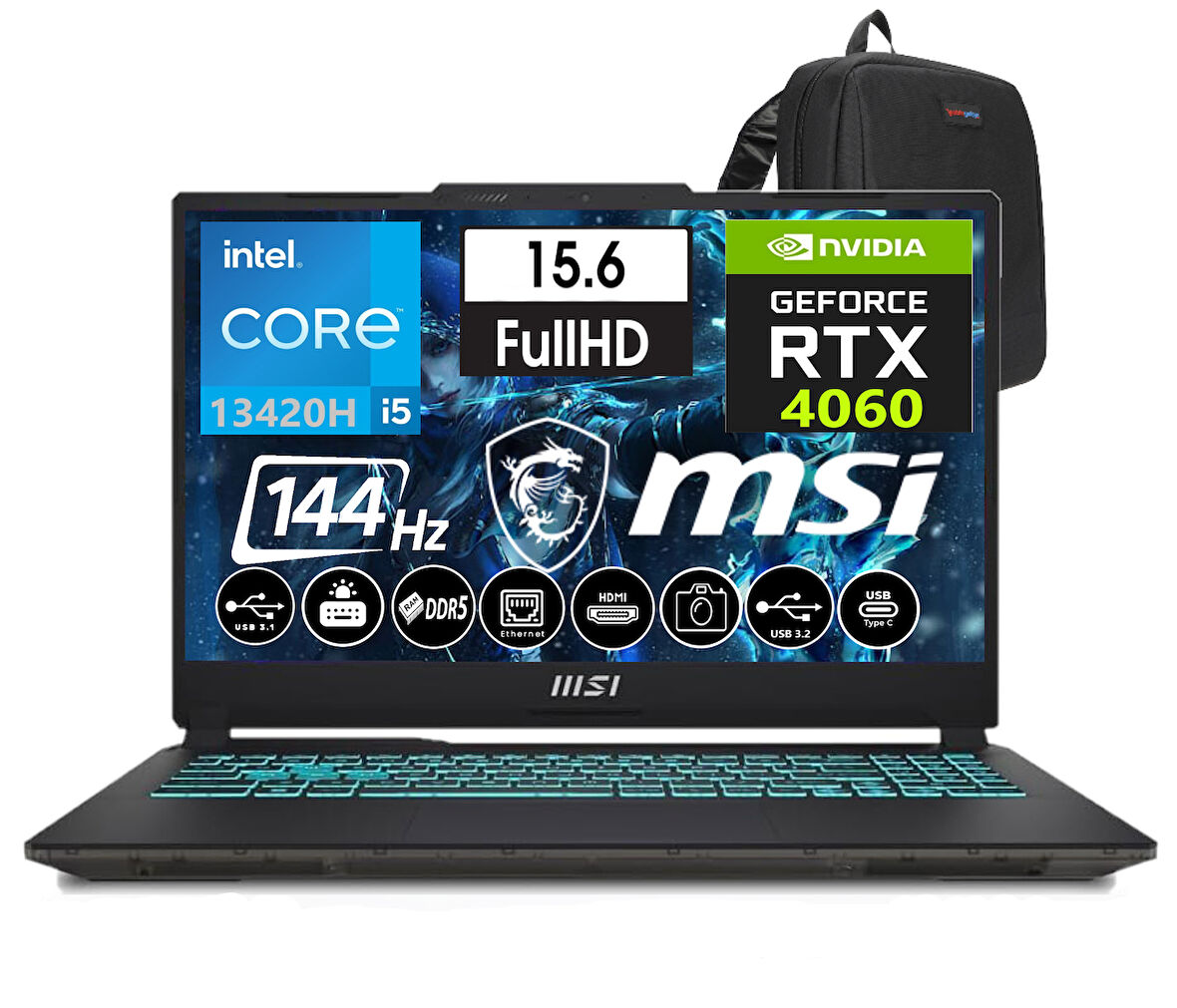 Msı Cyborg 15 Intel Core I5 13420H 96GB Ddr5 512GB SSD 8GB/RTX4060 Freedos 15.6" 144 Hz Fhd Taşınabilir Bilgisayar A13VF-896XTRW17+WEBLEGELSINÇANTA