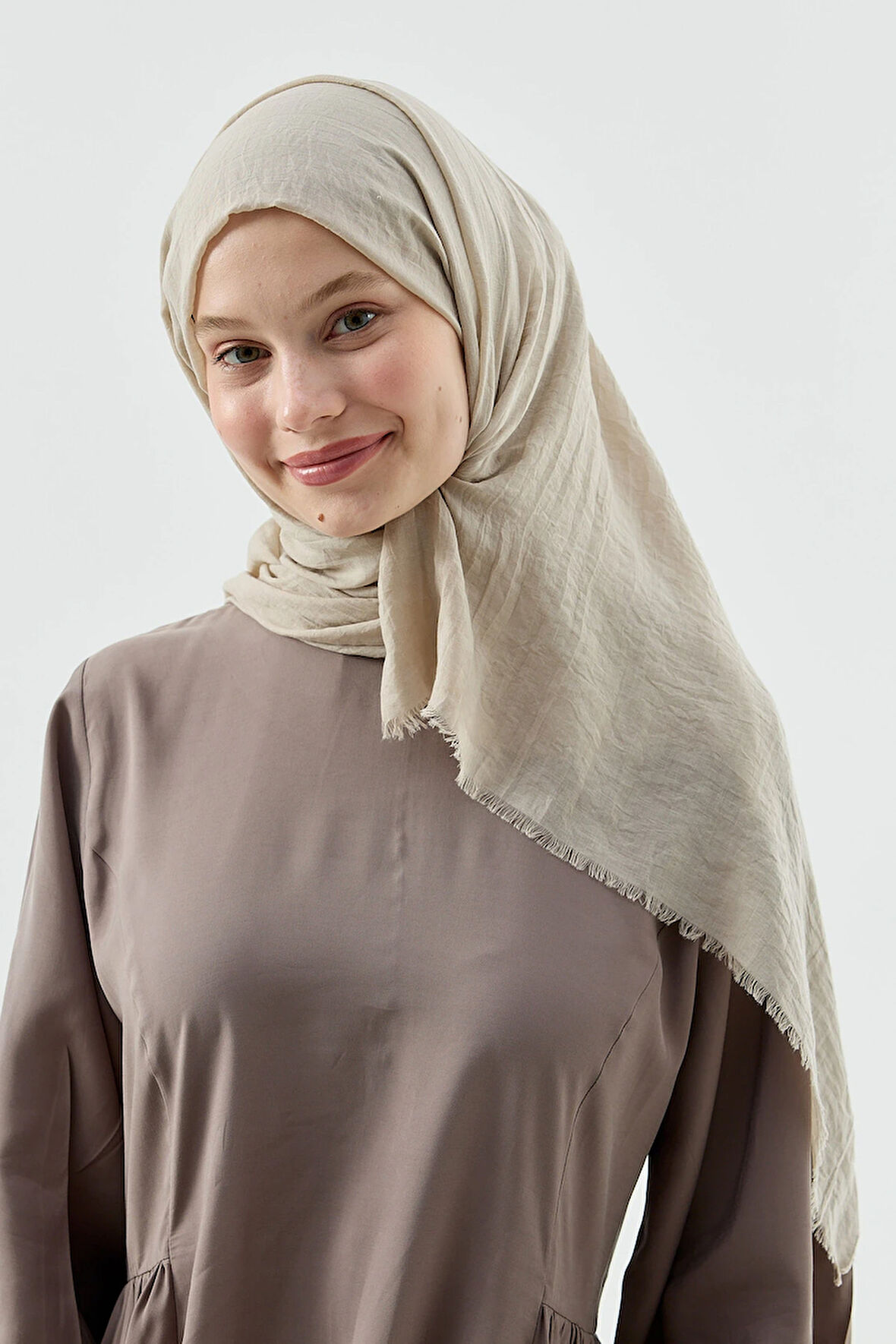 Aminenesil Modakaşmir İnce Pamuk Şal Taş Renk