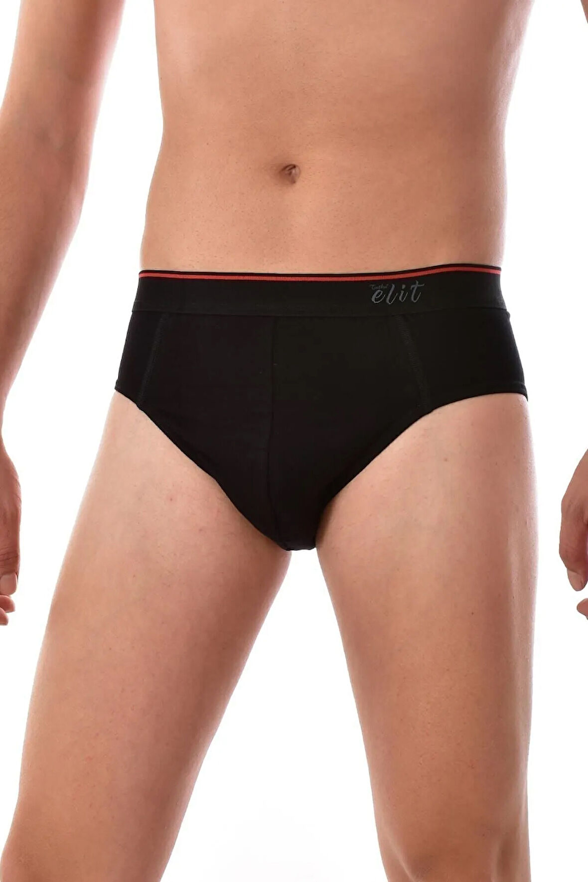 Erkek  Siyah Likralı Kemerli Elasthan Slip 6 Adet Elit