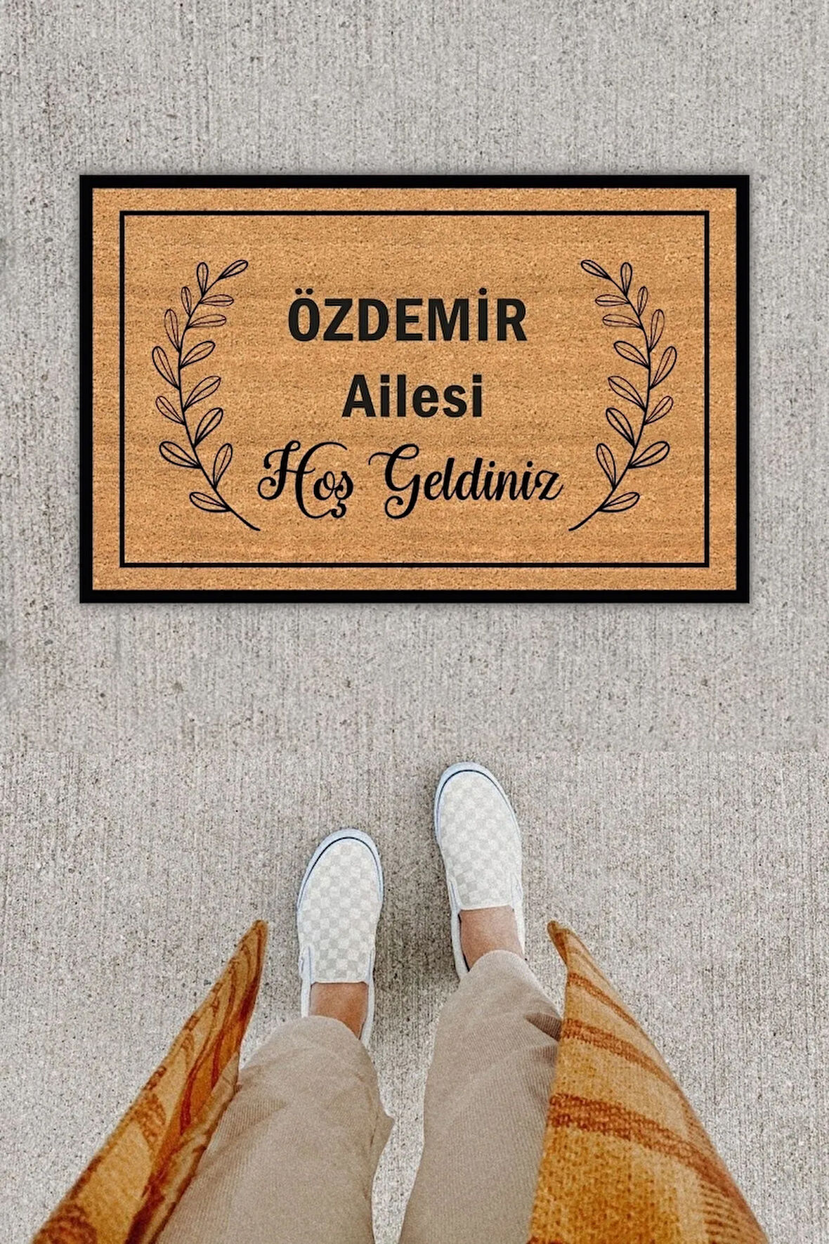 Kişiye Özel Üretim Özdemir Ailesi Hoş Geldiniz Yazılı Kapı Önü Paspası