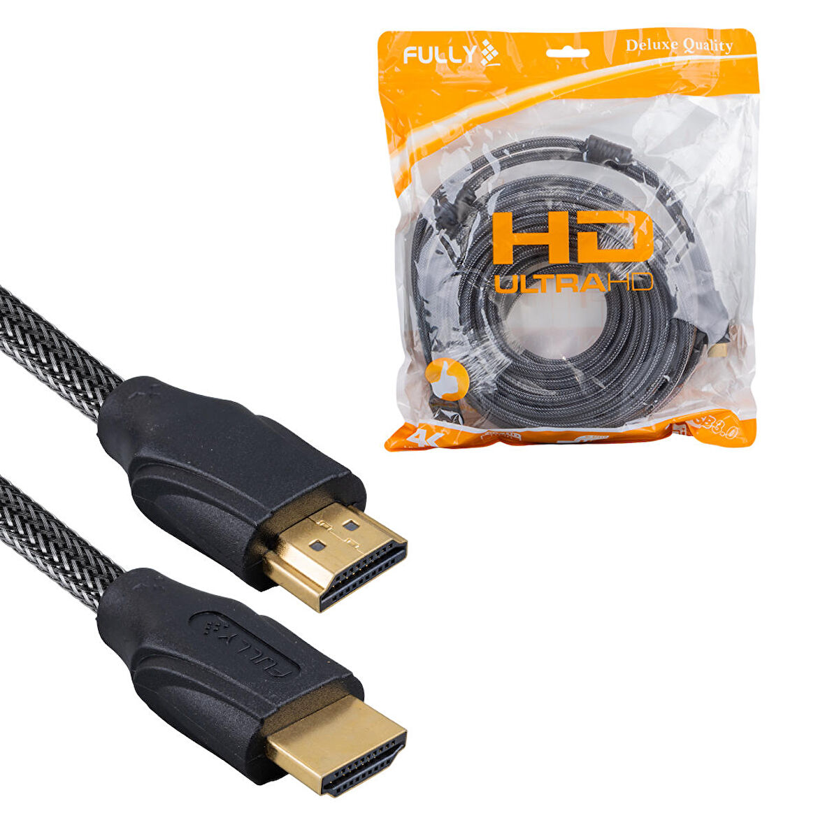 Ayt Fully G-507D HDMI Kablosu 10 Metre Uydu Pc Bilgisayar Görüntü Kablosu Gold Uçlu Örgülü