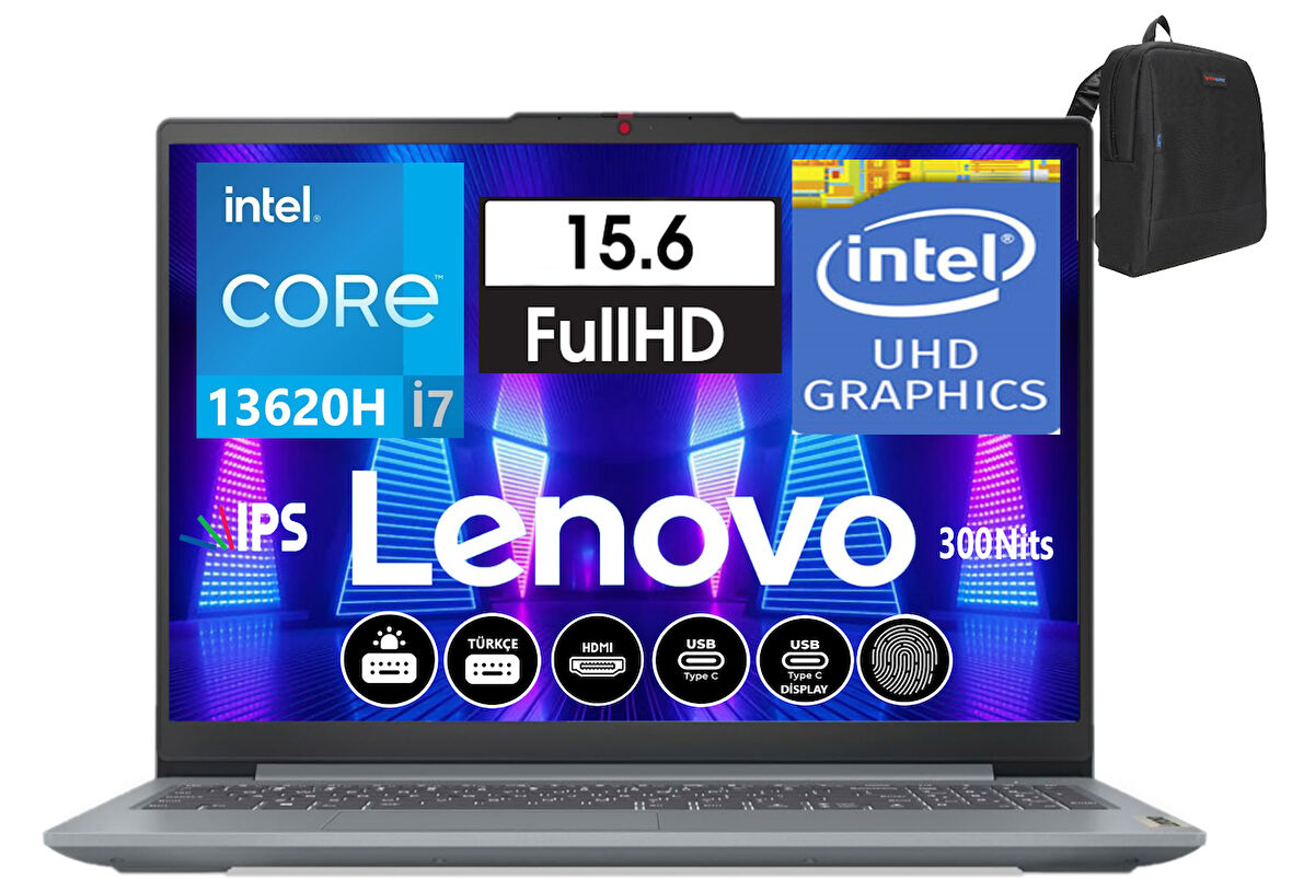 Lenovo Ideapad Slim 3 15IRH8 Intel Core I7-13620H 16GB 1tb SSD UHD Graphics WINDOWS11HOME 15.6" Fhd IPS Taşınabilir Bilgisayar 883EM008NTR06+ZETTAÇANTA