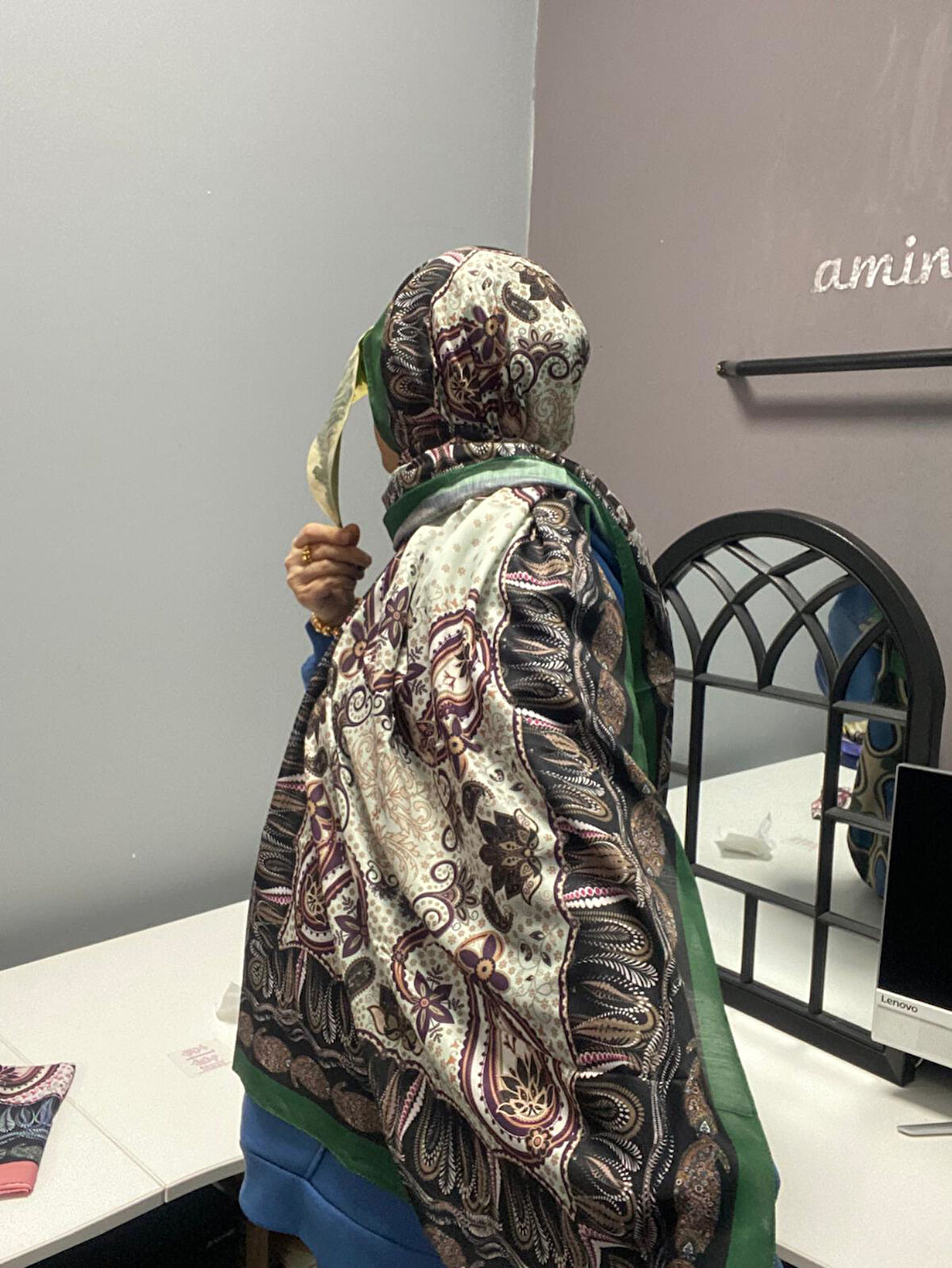 Aminenesil Modakaşmir Etnik Desen Soft Pamuk şal