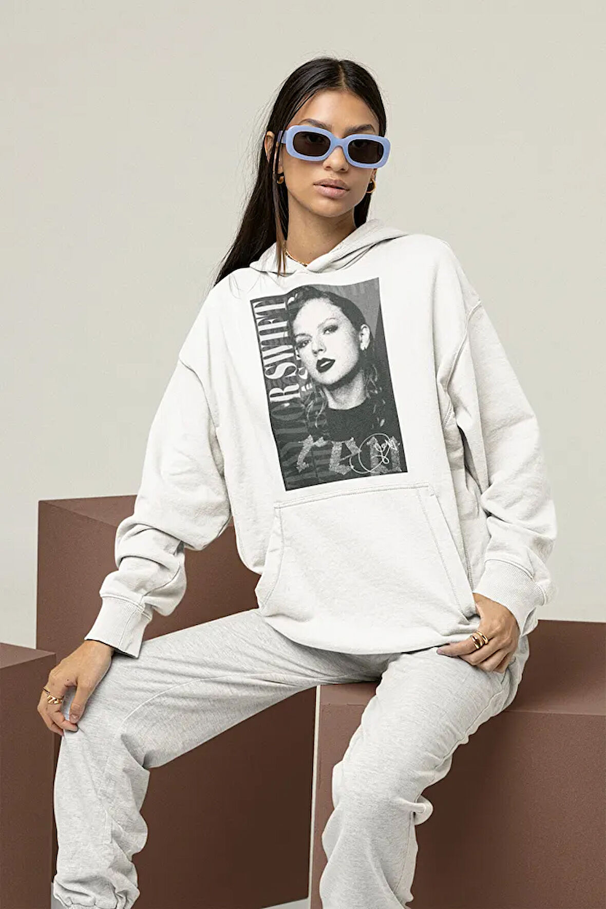 Red Taylor Swift Baskılı Unisex Oversize Şarkıcı Hoodie