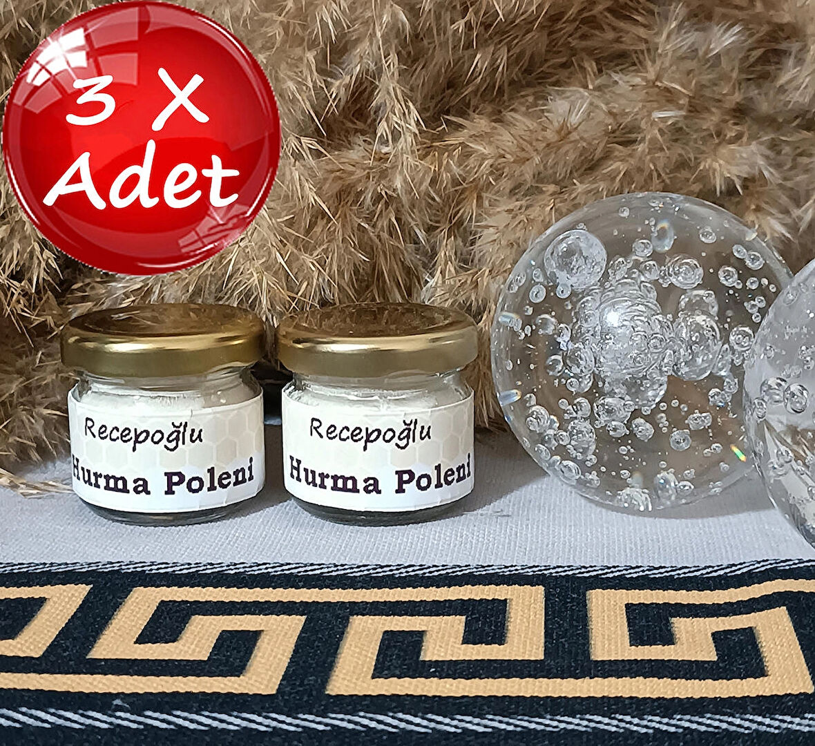 Saf Katkısız Hurma Poleni Cam Kavanoz 20 G x 6 Adet
