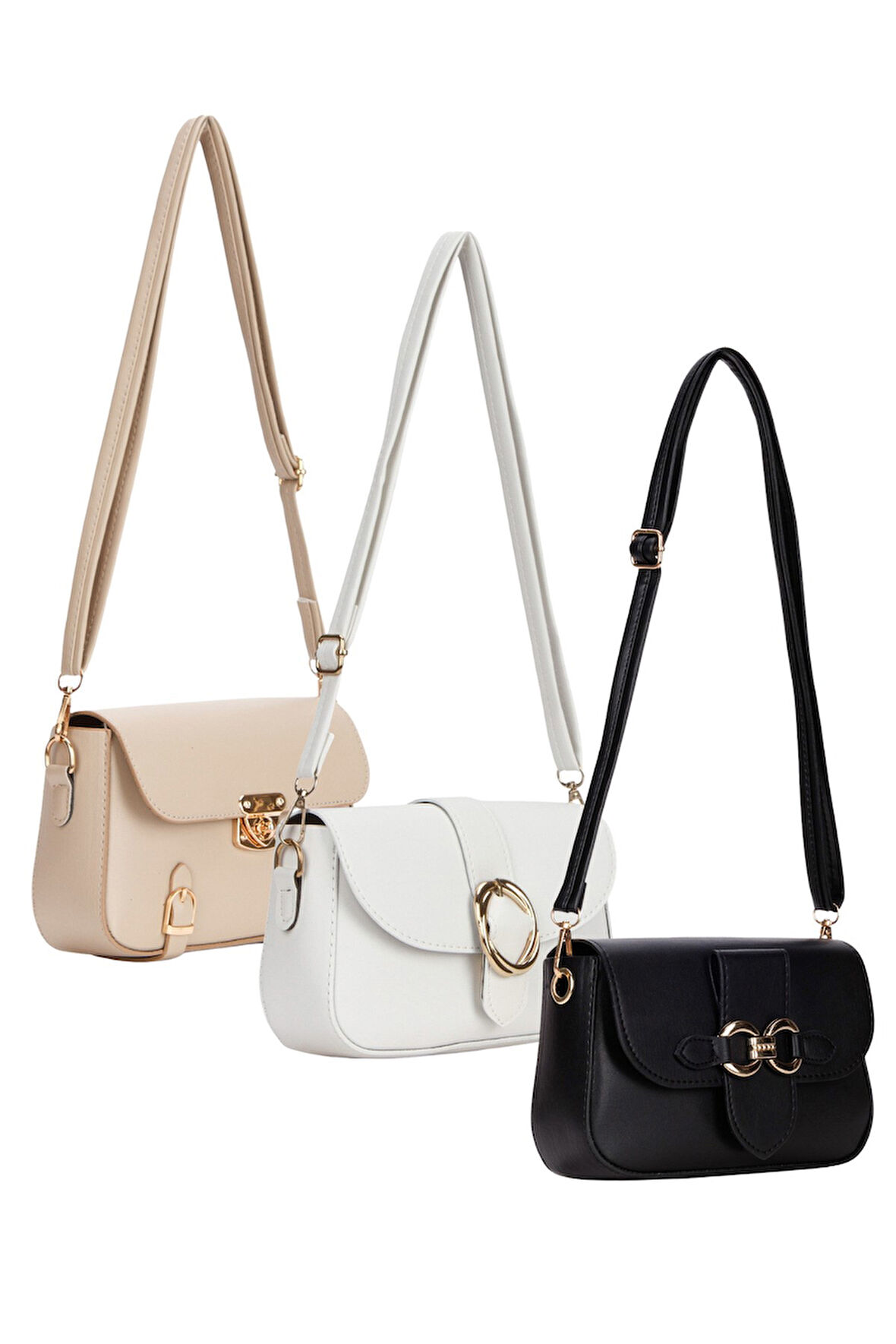 Kadın 3'lü Çanta Paketi Çapraz Askılı Omuz Çantası Üç Adet