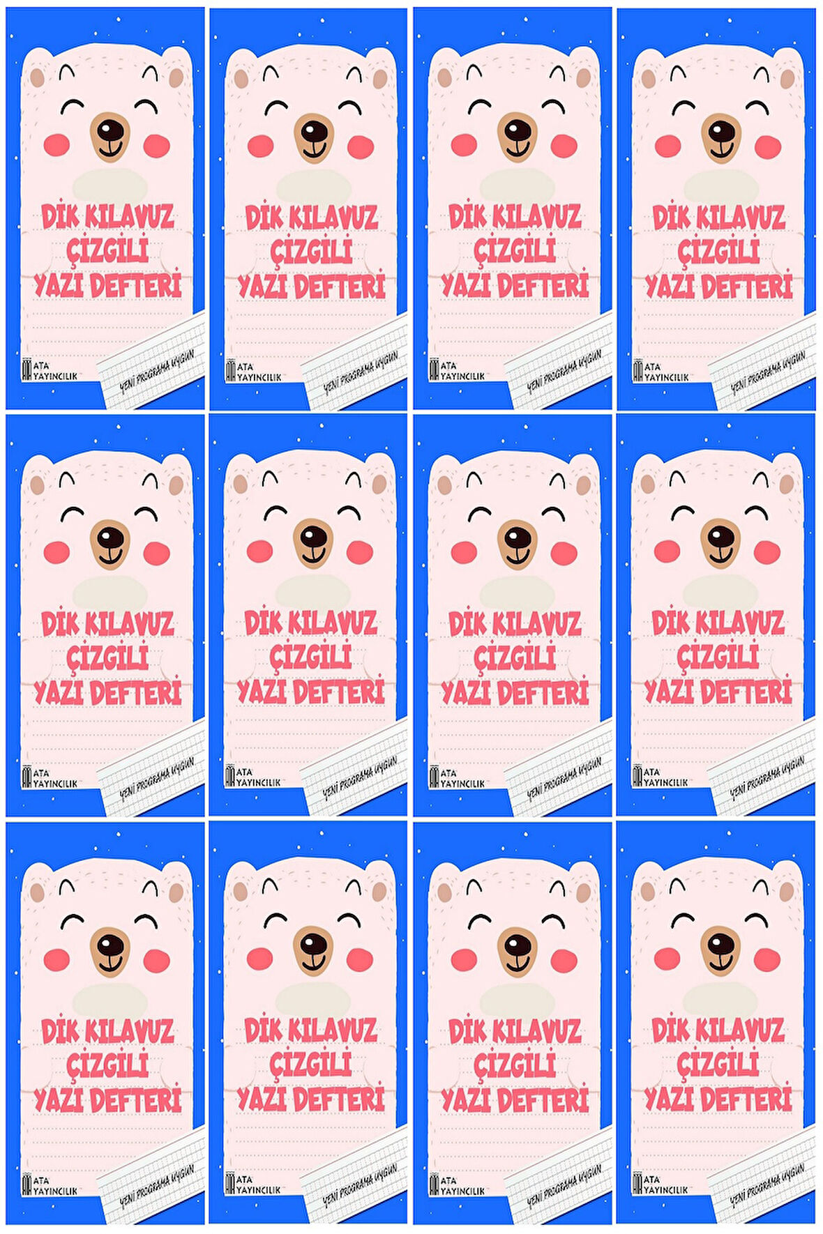 1. Sınıf Yeni Müfredata Uygun Dik Kılavuz Çizgili Yazı Defteri Büyük Boy (12 Adet)
