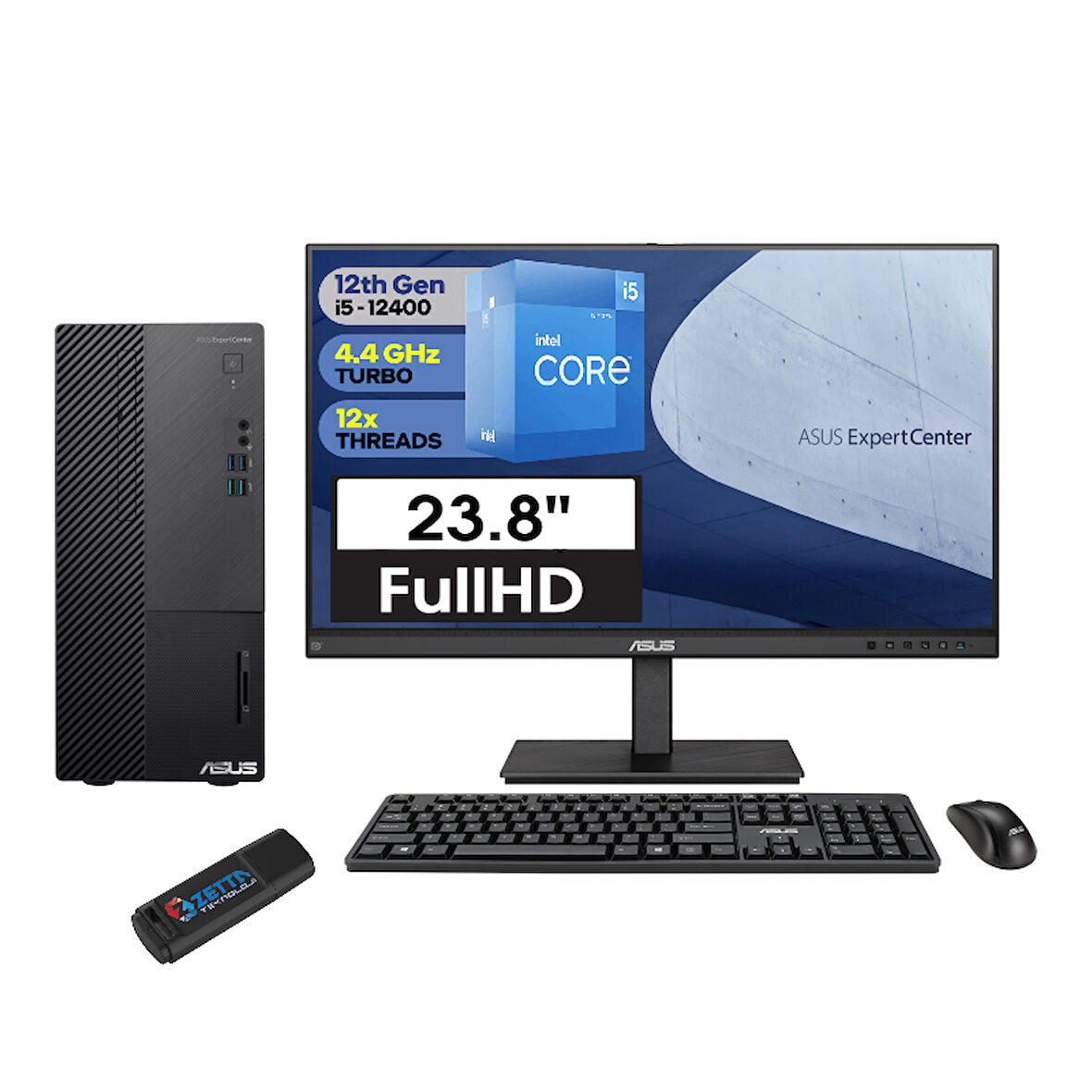 Asus Expertcenter D5 Mini Tower D500MD Intel Core I5 12400 32GB 1tb SSD Asus 23.8 Monitör WINDOWS11PRO Masaüstü Bilgisayar 5124000630PM12+ZETTAUSBBELLEK
