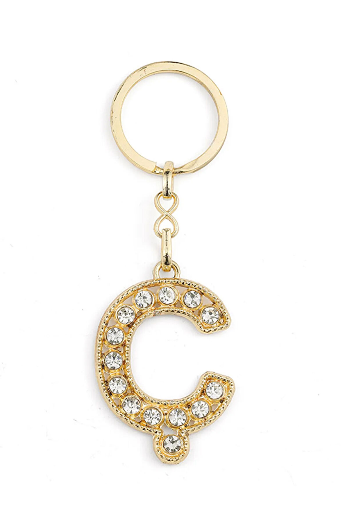 HARF TAŞLI ŞIK ANAHTARLIK GOLD Ç HARFİ