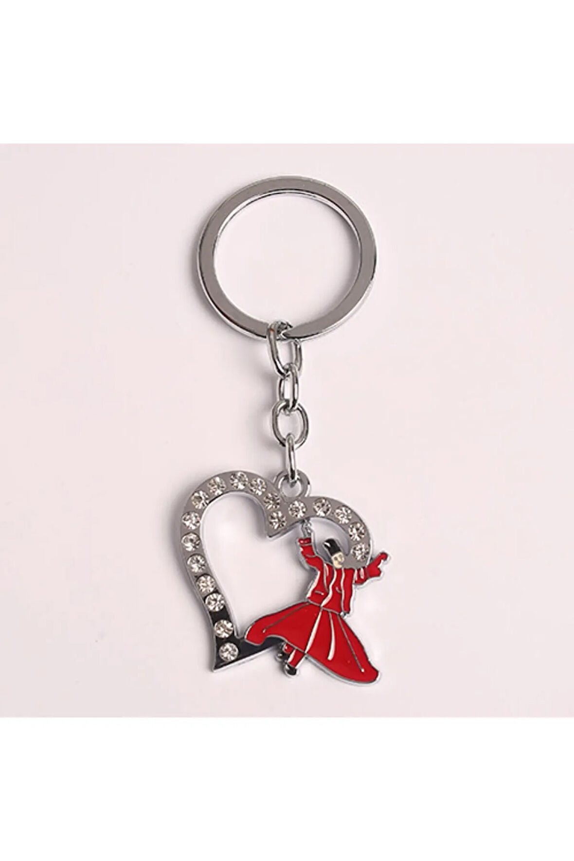 Mevlana Tasarımlı Taş Işlemeli Çelik Anahtarlık