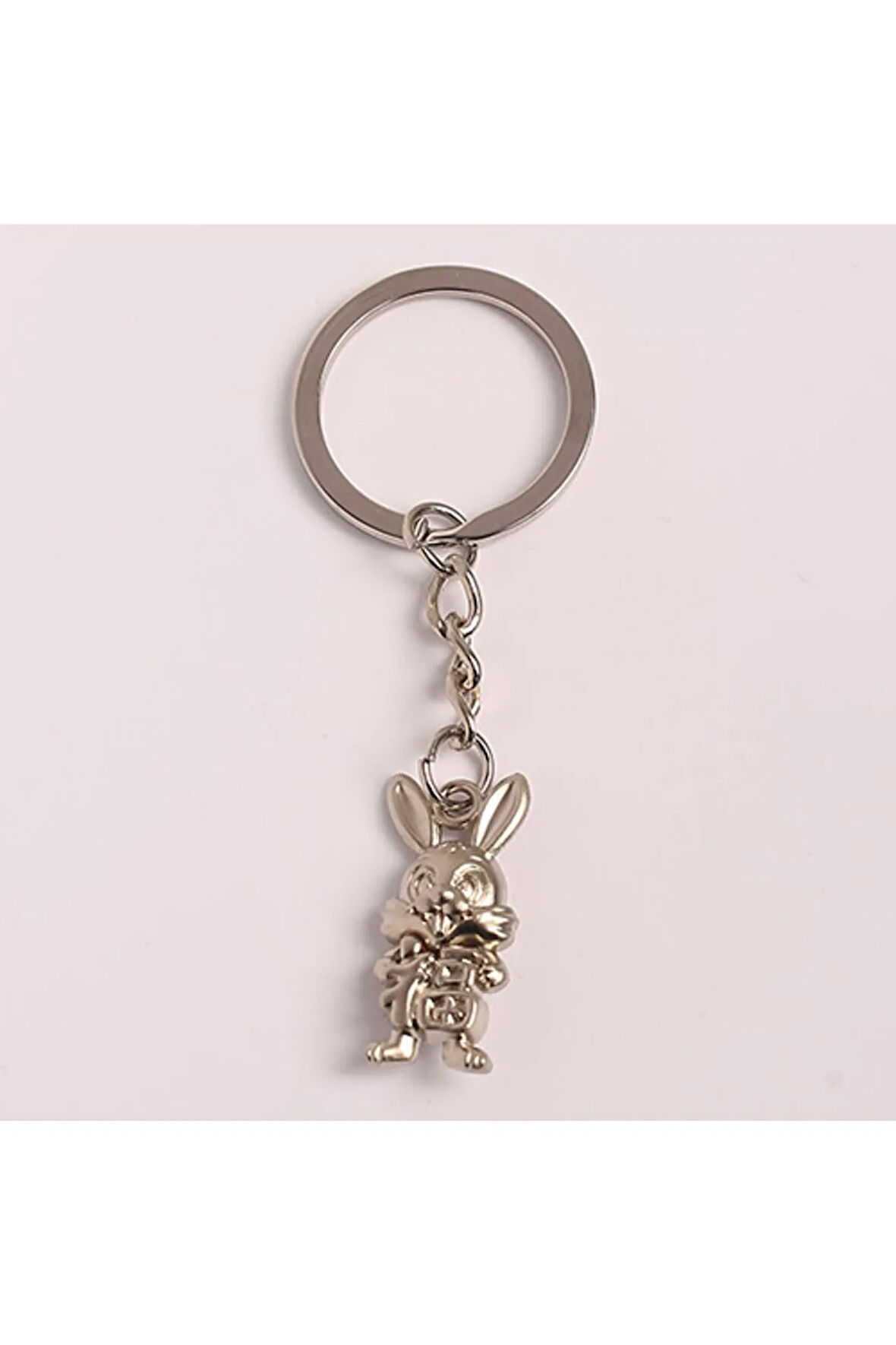 Tavşan Figür Tasarımlı Çelik-krom Anahtarlık