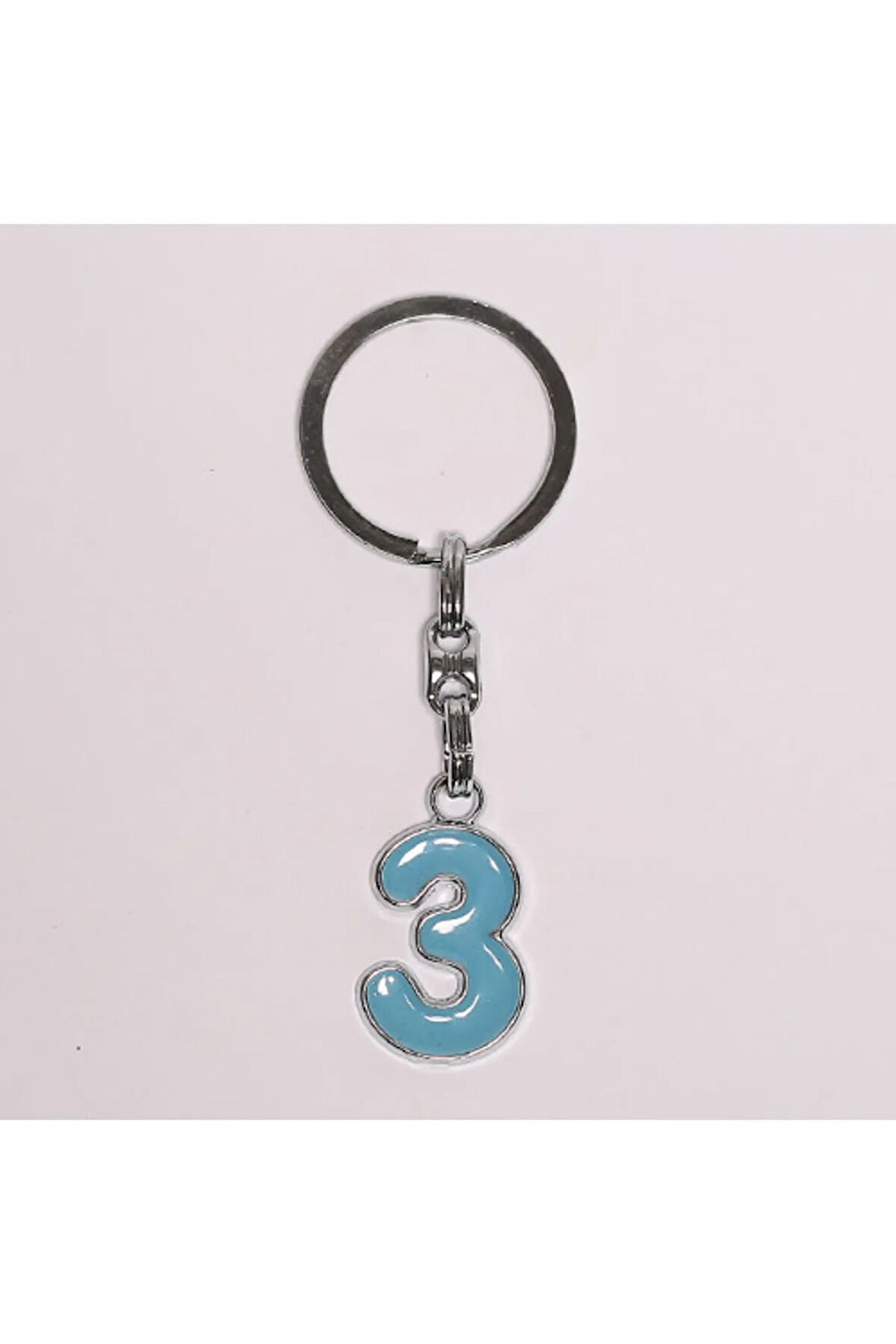 Açık Mavi 3 Rakamlı Çelik Anahtarlık