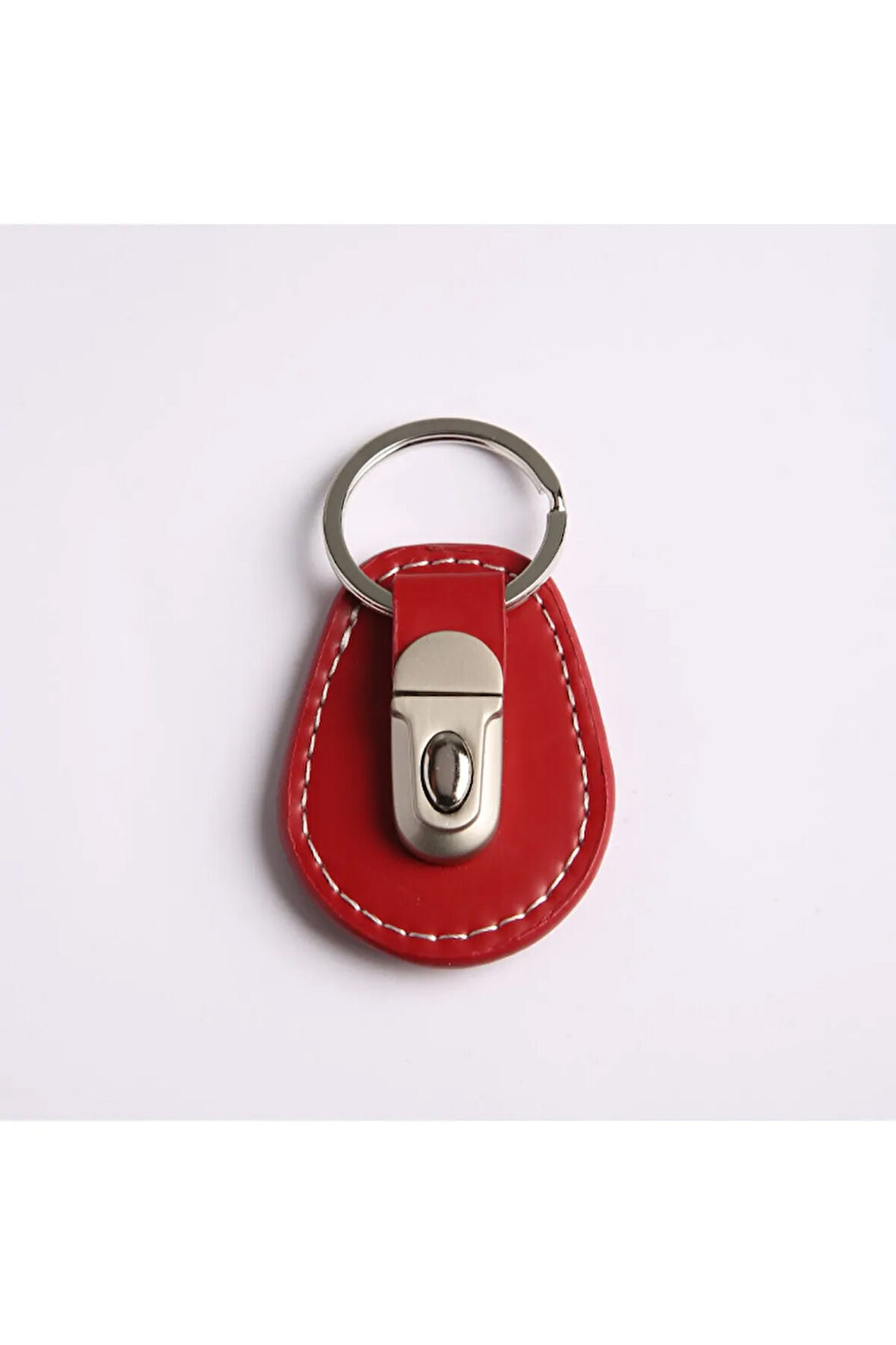 Kırmızı Deri Anahtarlık Çelik