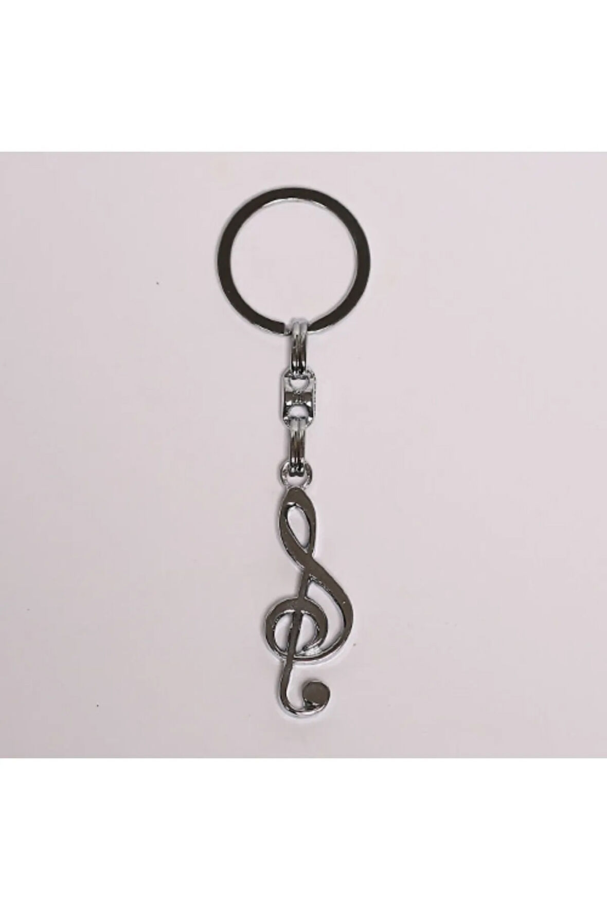 Violin Temalı Gümüş Rengi Metal Anahtarlık