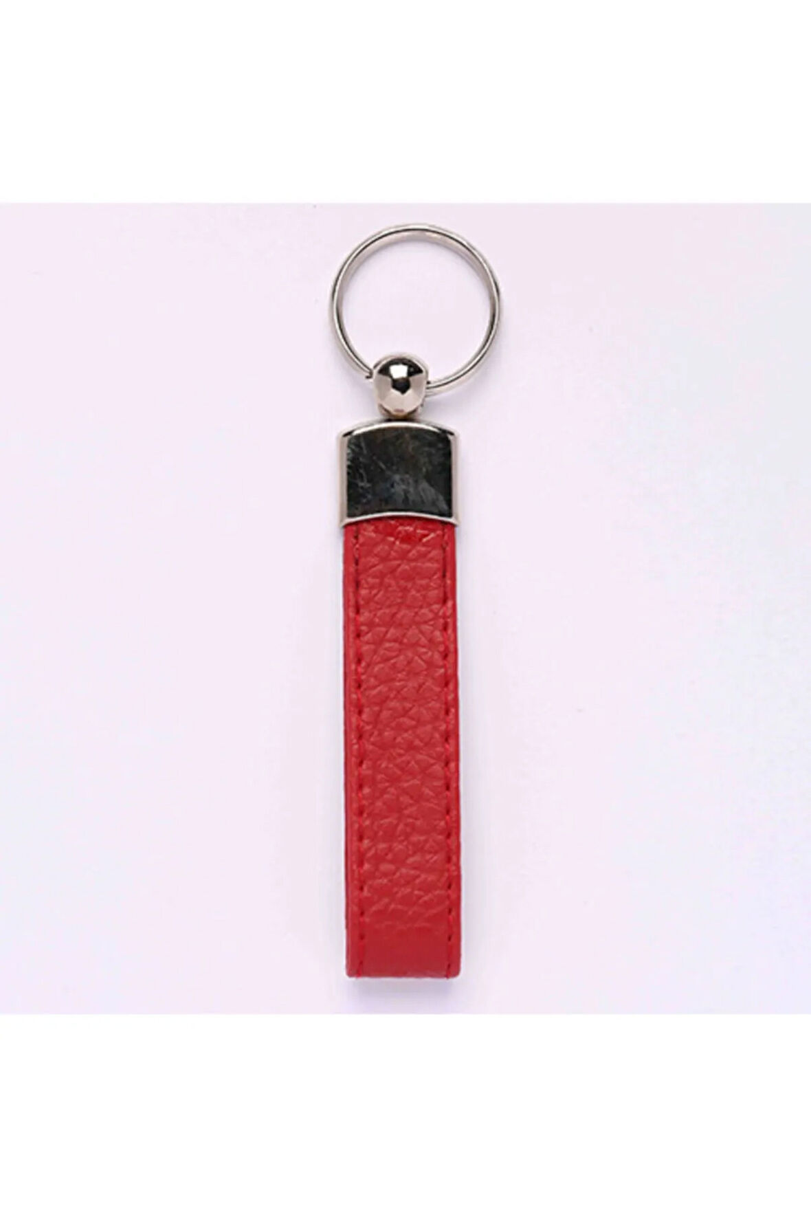 Deri Saplı Anahtarlık Kırmızı-metal