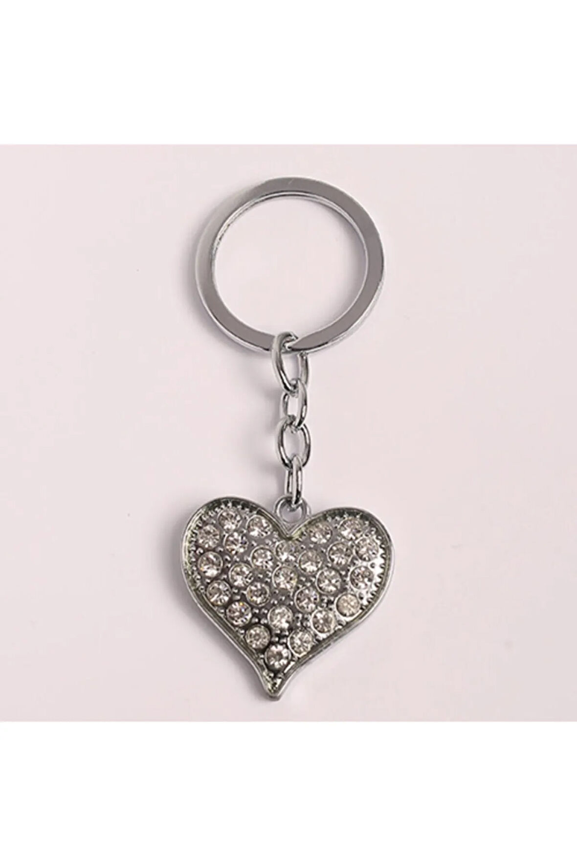 Yenihayat Taşlı Kalp Desenli Tasarım Çelik Anahtarlık