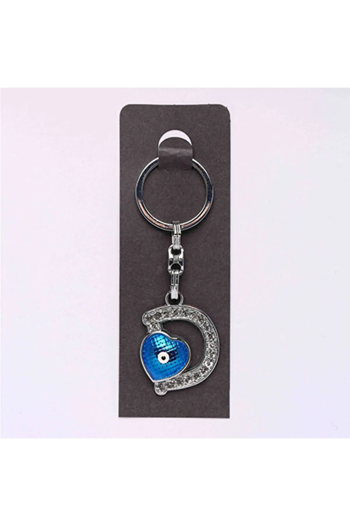 Nazar Boncuklu Krom Ve Taşlı Harf Anahtarlık