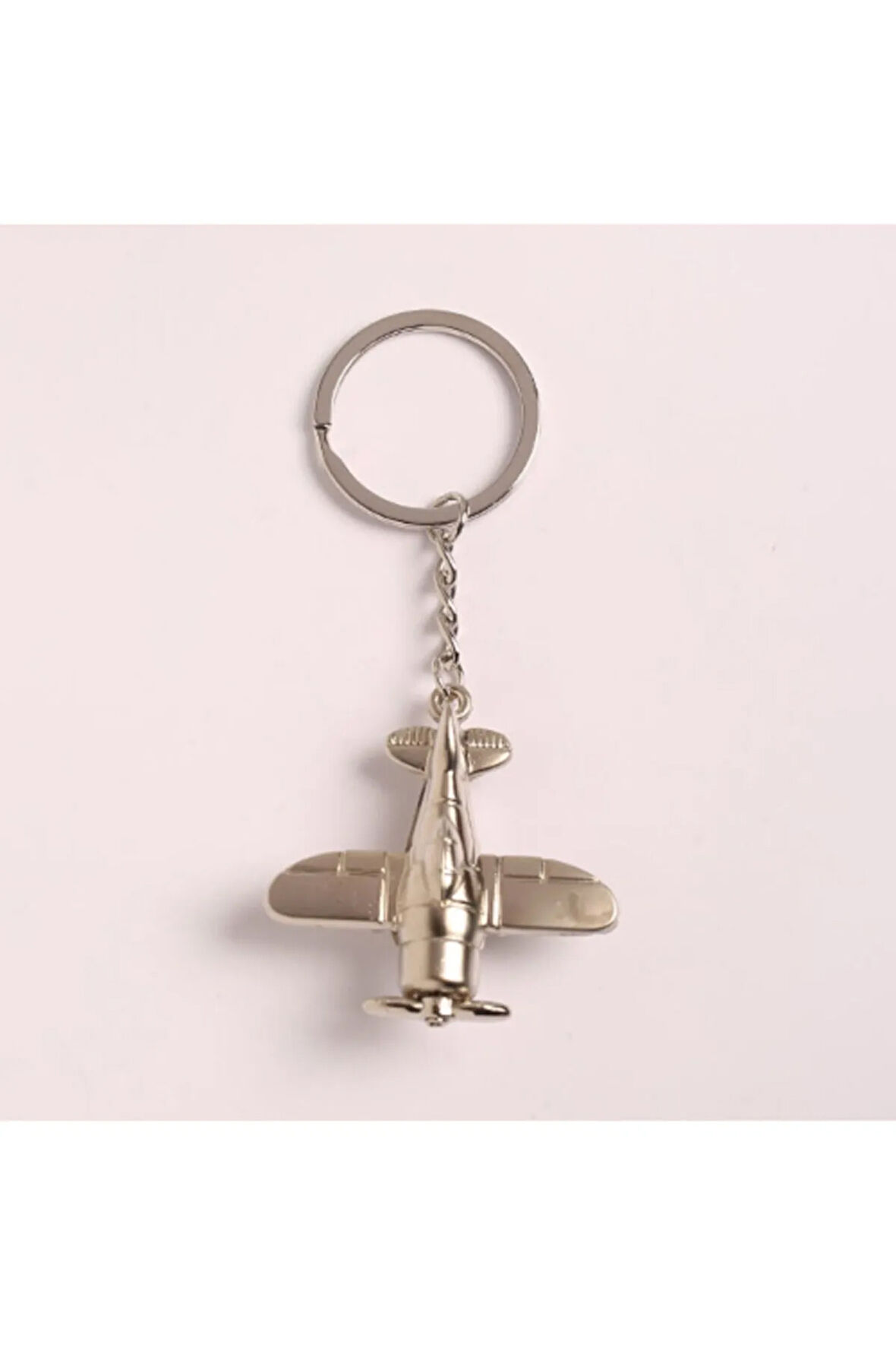 Pervaneli Uçak Tasarımlı Metal Anahtarlık