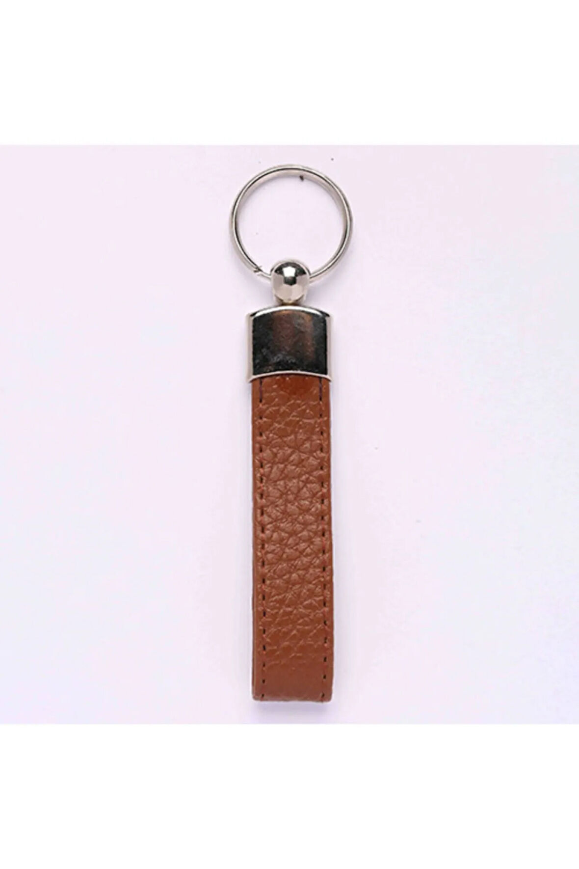 Yenihayat Deri Saplı Anahtarlık Kahverengi-metal