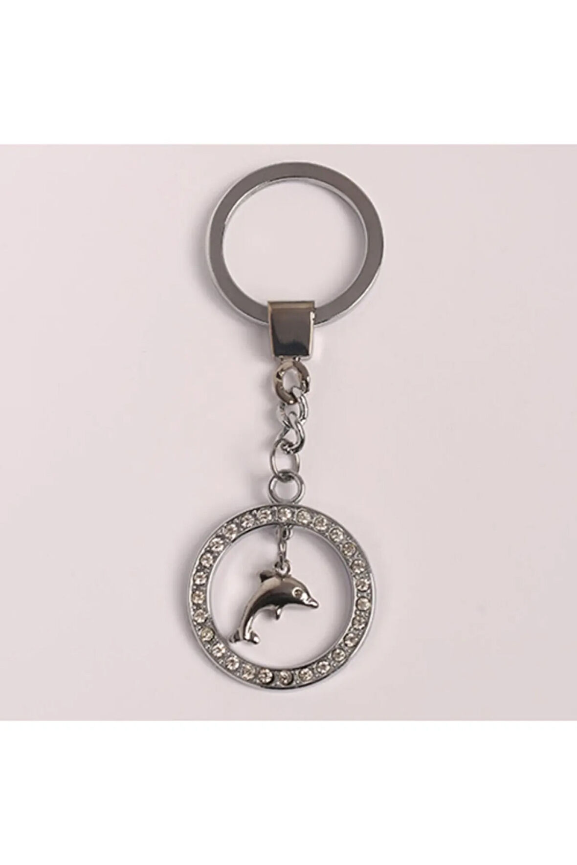 Taşlı Yunus Tasarımlı Çelik Anahtarlık