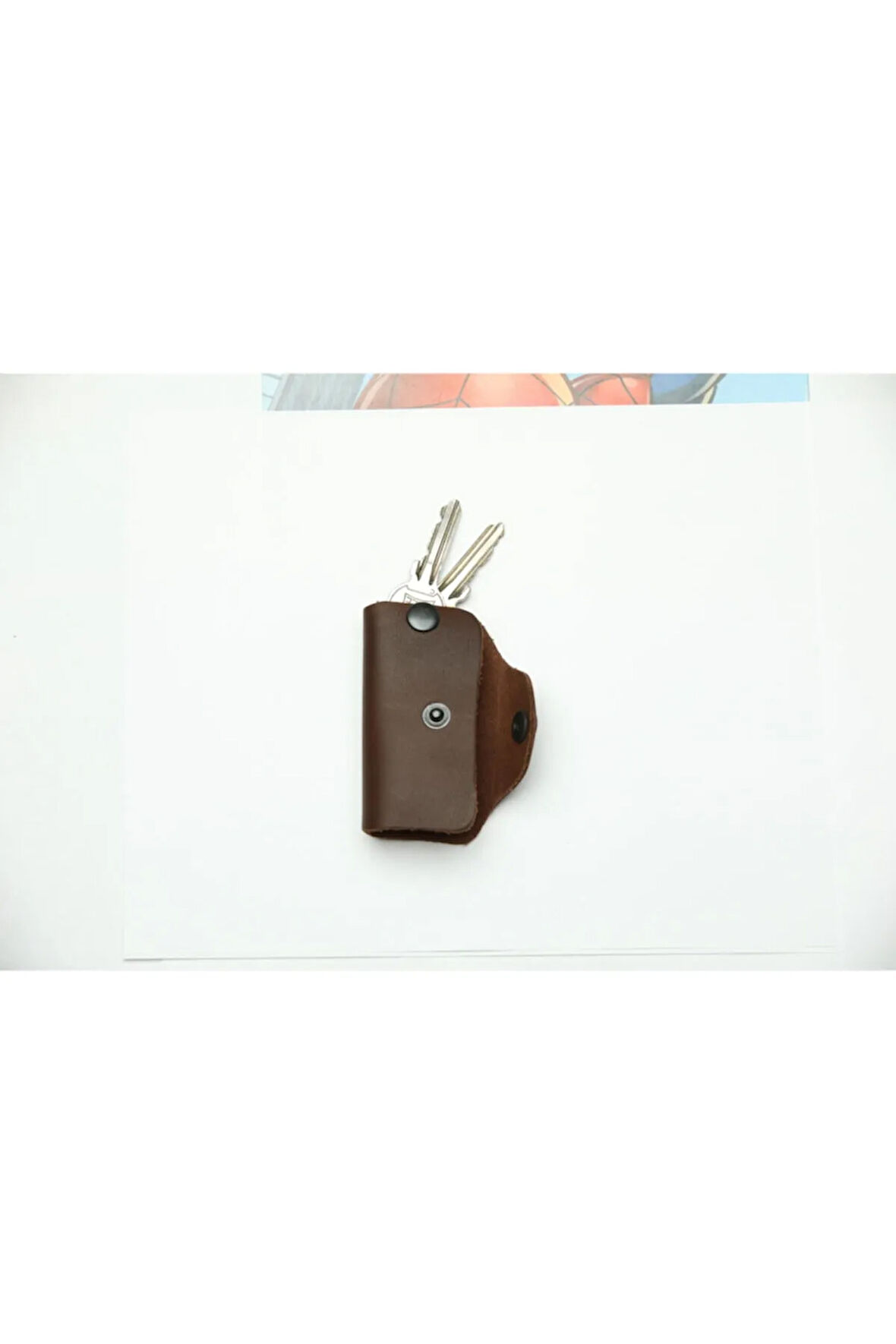 Deri Tek Anahtarlı Anahtarlık (kahverengi)