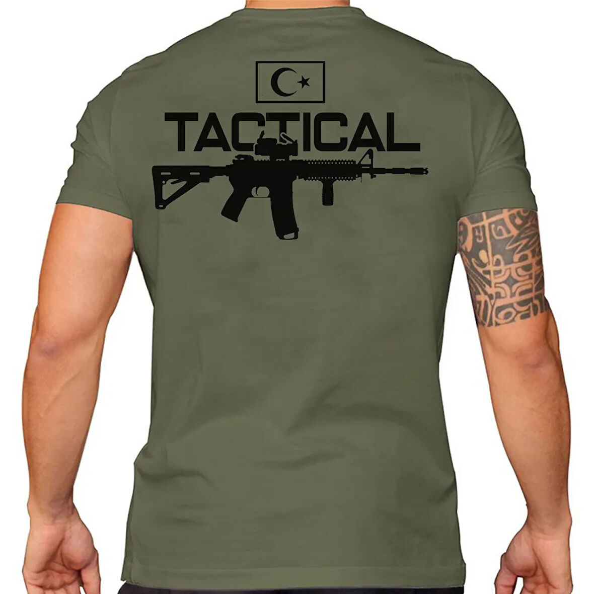 Alfa Tactical Silah Baskılı Tişört Siyah
