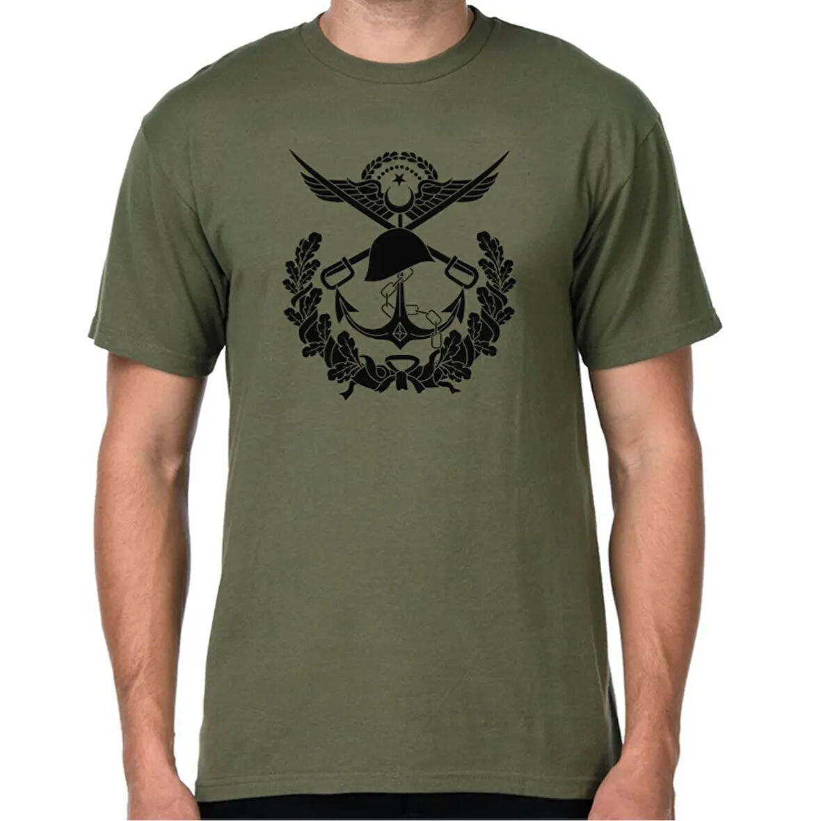 Alfa TSK Logolu Büyük Ön Baskılı Tişört Siyah