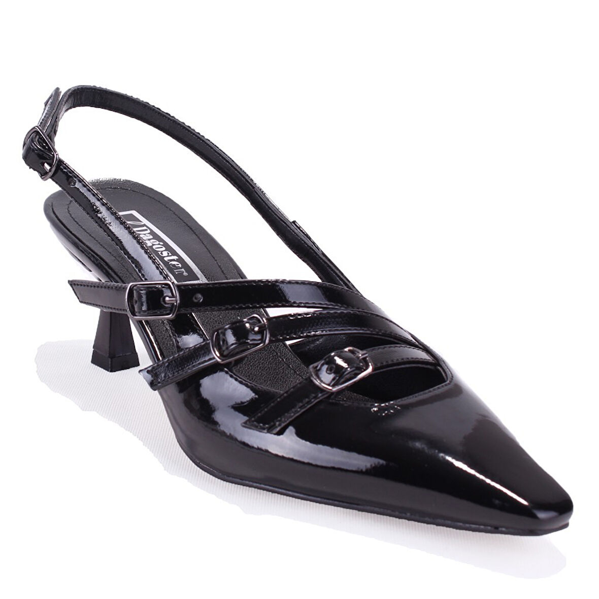 Dagoster DZA07-725491 Siyah Rugan Klasik Topuklu Kadın Ayakkabı