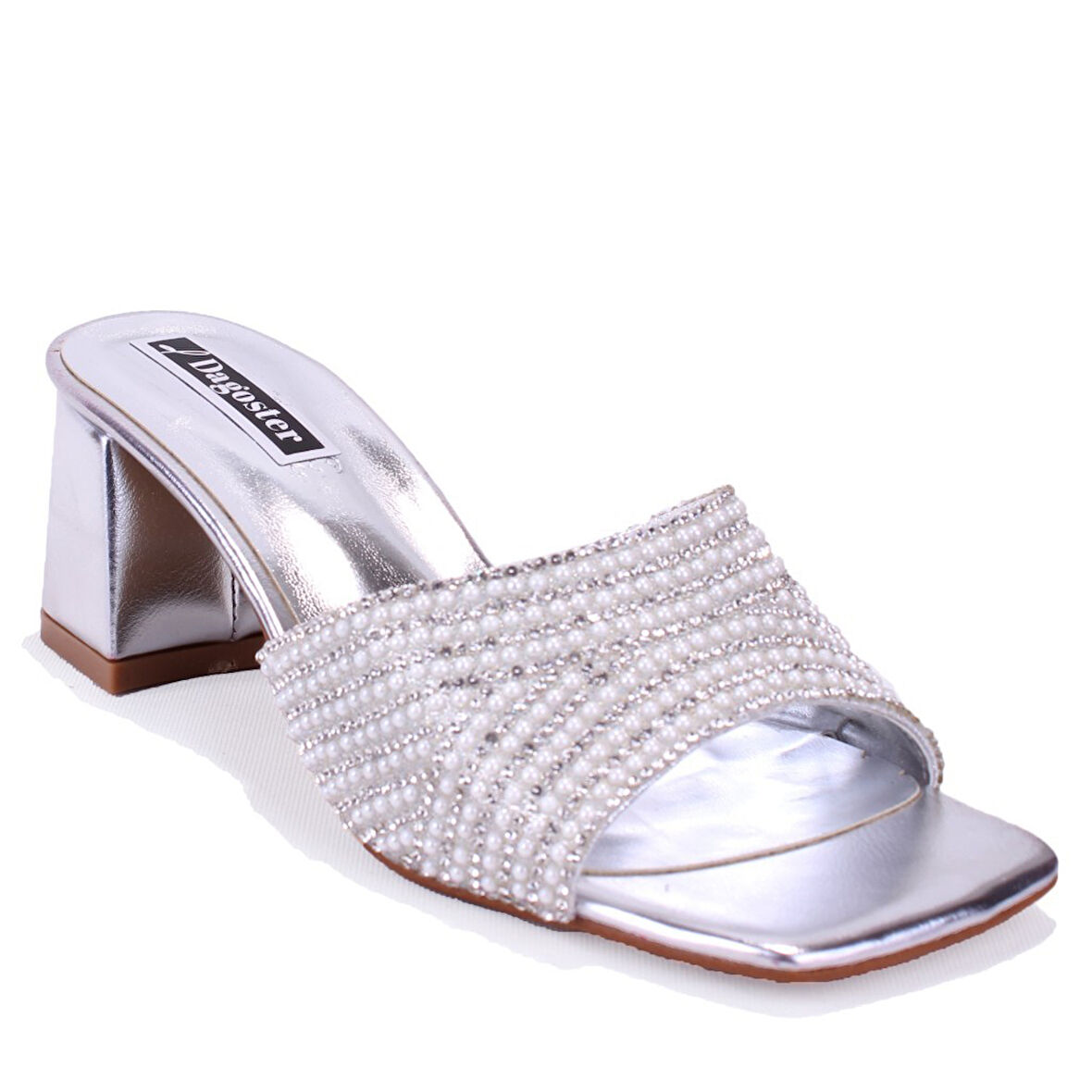 Dagoster DZA07-1296103 Gümüş Topuklu Abiye Kadın Terlik