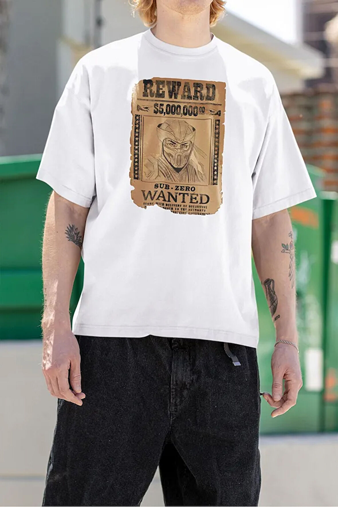 Sub-Zero Reward Wanted Baskılı Unisex Tişört, Oversize Anime Tişört