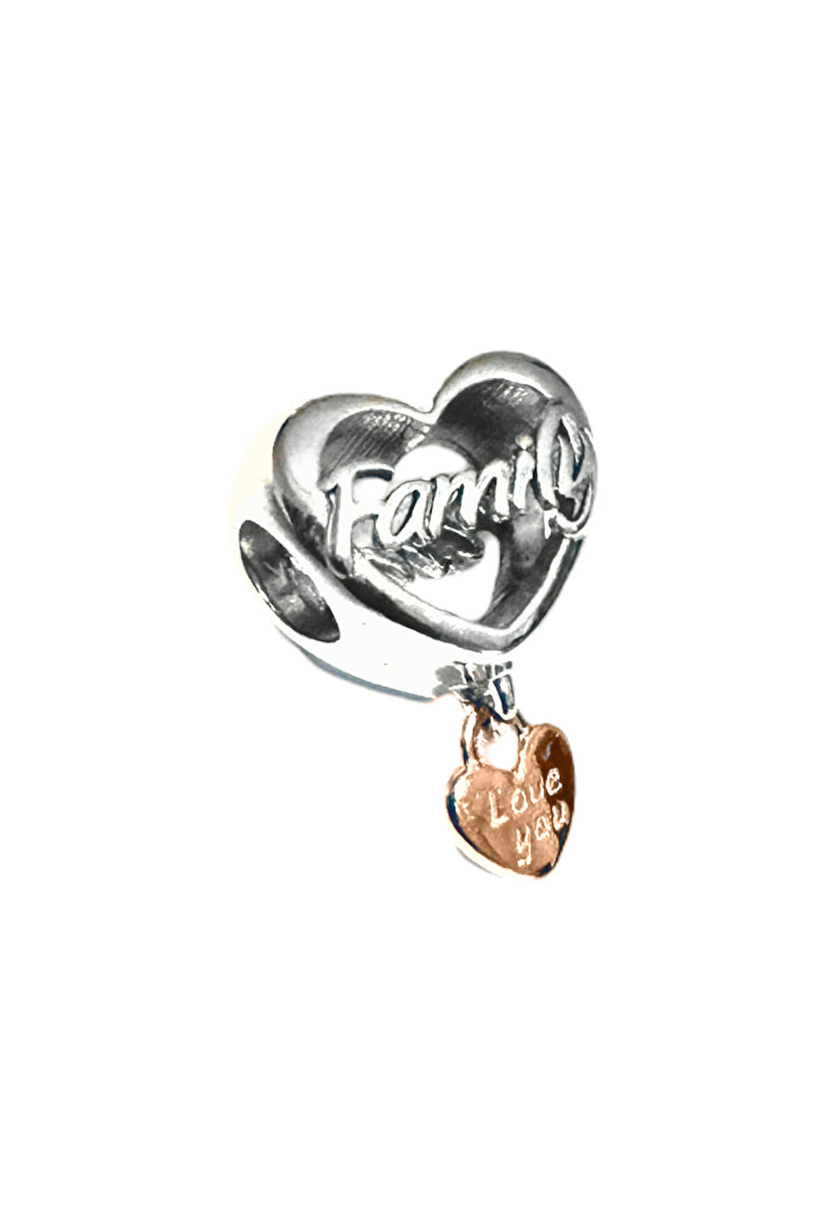 Aile Sevgisi Kalp Charm | 925 Ayar Gümüş