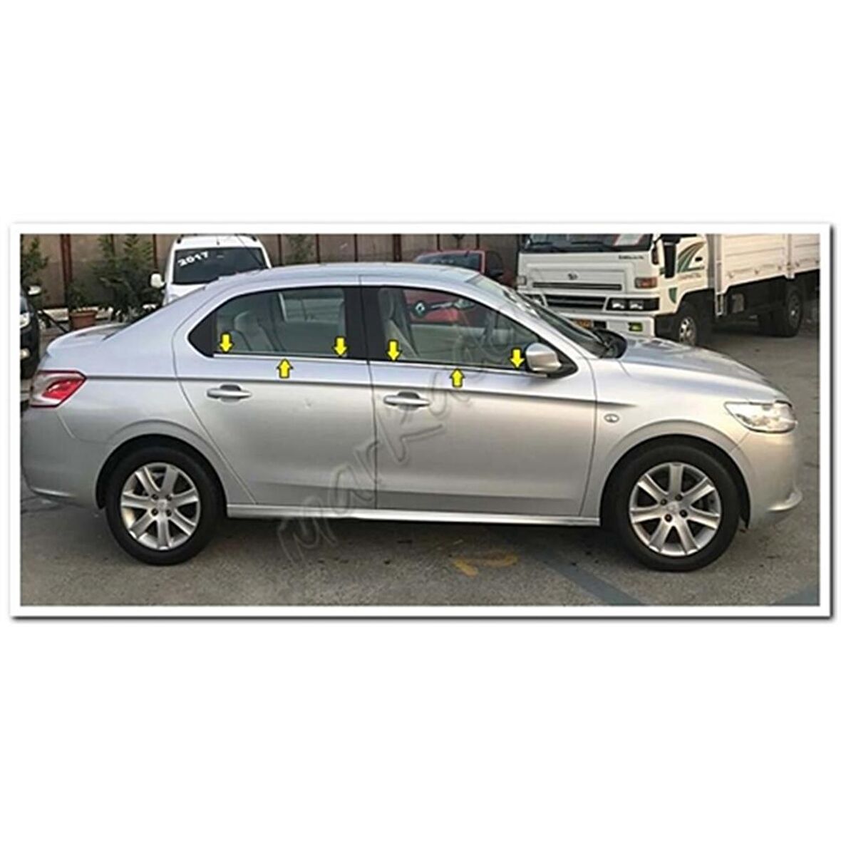 WOC Chrome Peugeot 301 Krom Cam Çıtası 2012 Sonrası 4 Parça Paslanmaz Çelik