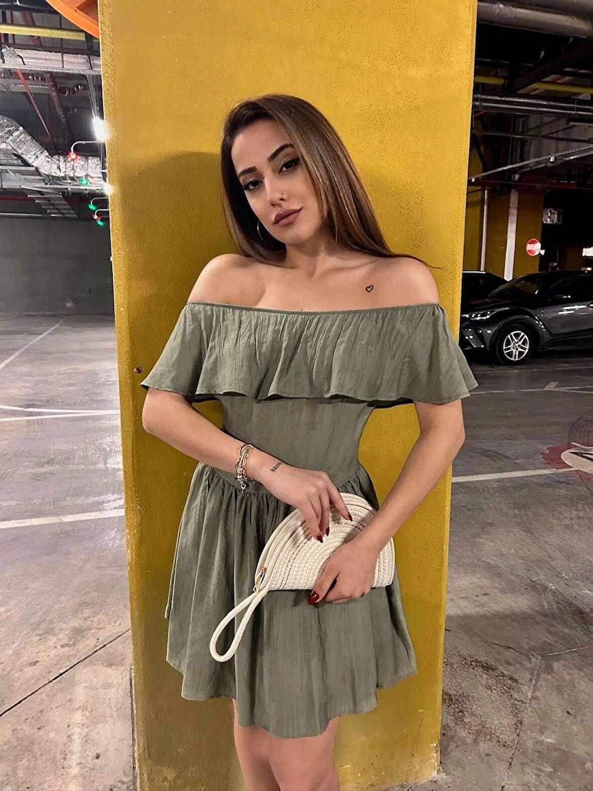 KAYIK YAKA MİNİ YAZLIK ELBİSE