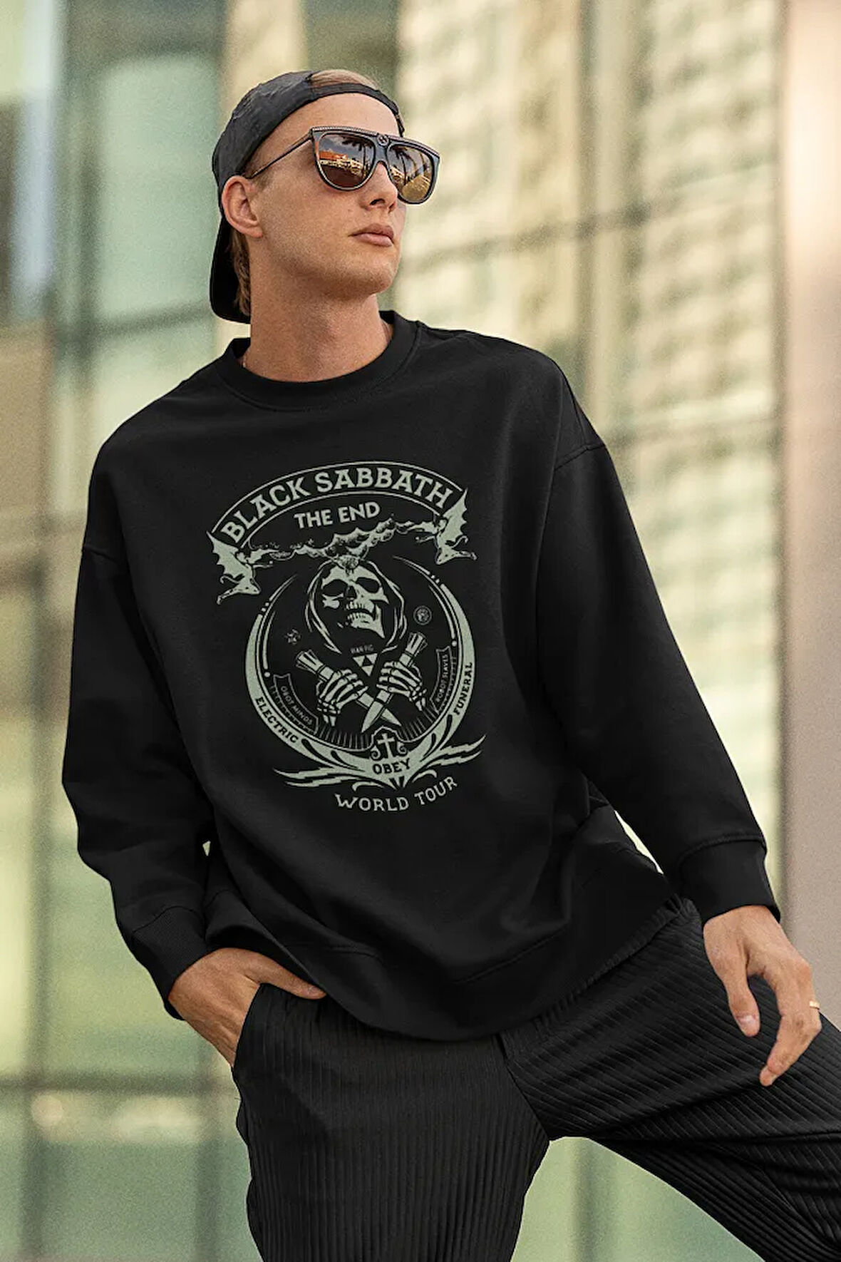 Black Sabbath World Tour The End Baskılı Unisex Oversize Sweatshirt