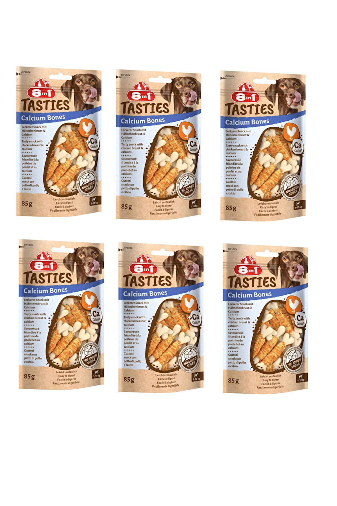 8in1 Tasties Calcium Bones Tavuk Sargılı Kemik Köpek Ödülü 85 Gr. X 6 Adet