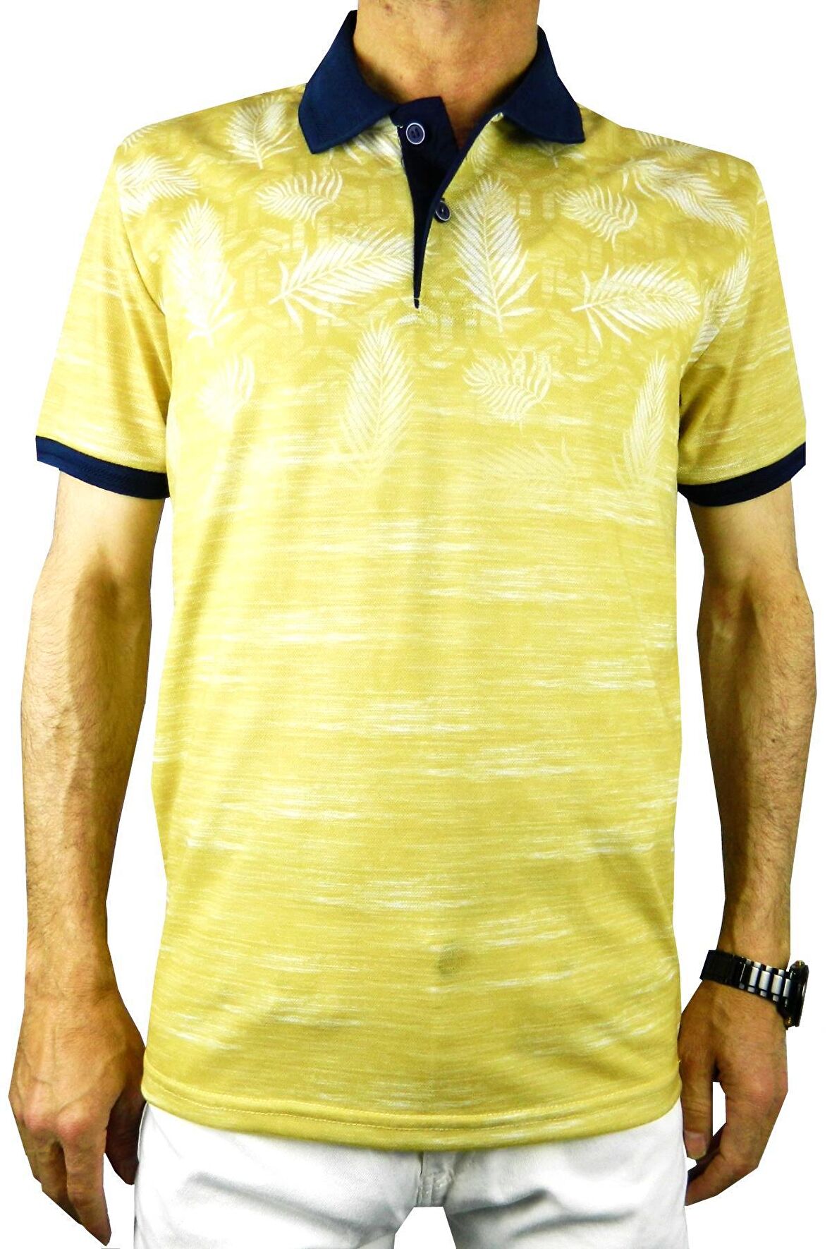 ÇİZGİ TRİKO ERKEK POLO YAKA PALMİYE TSHİRT 3514