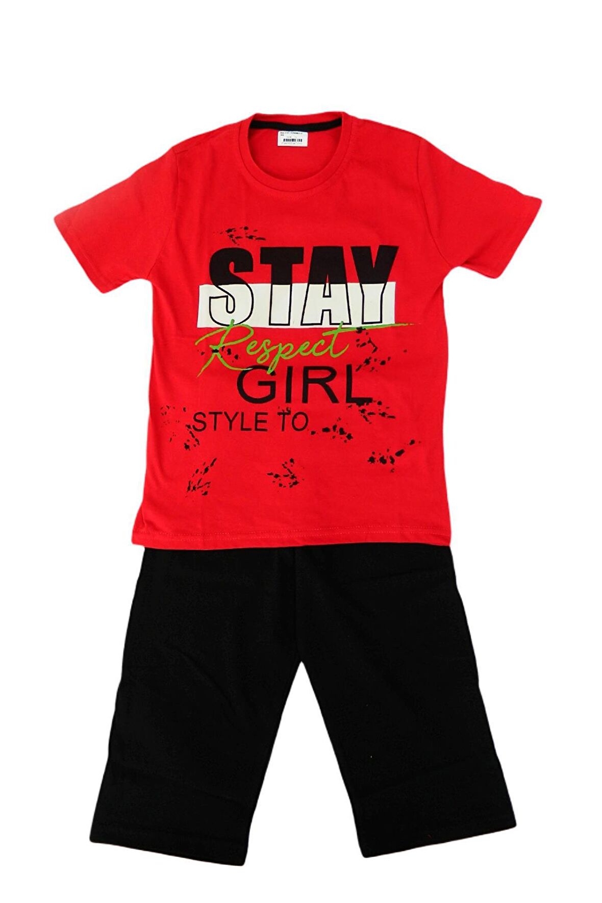 Kız Garson Boy Kısa Kol Kapri li Pijama Takım 12847 BGL-ST01179