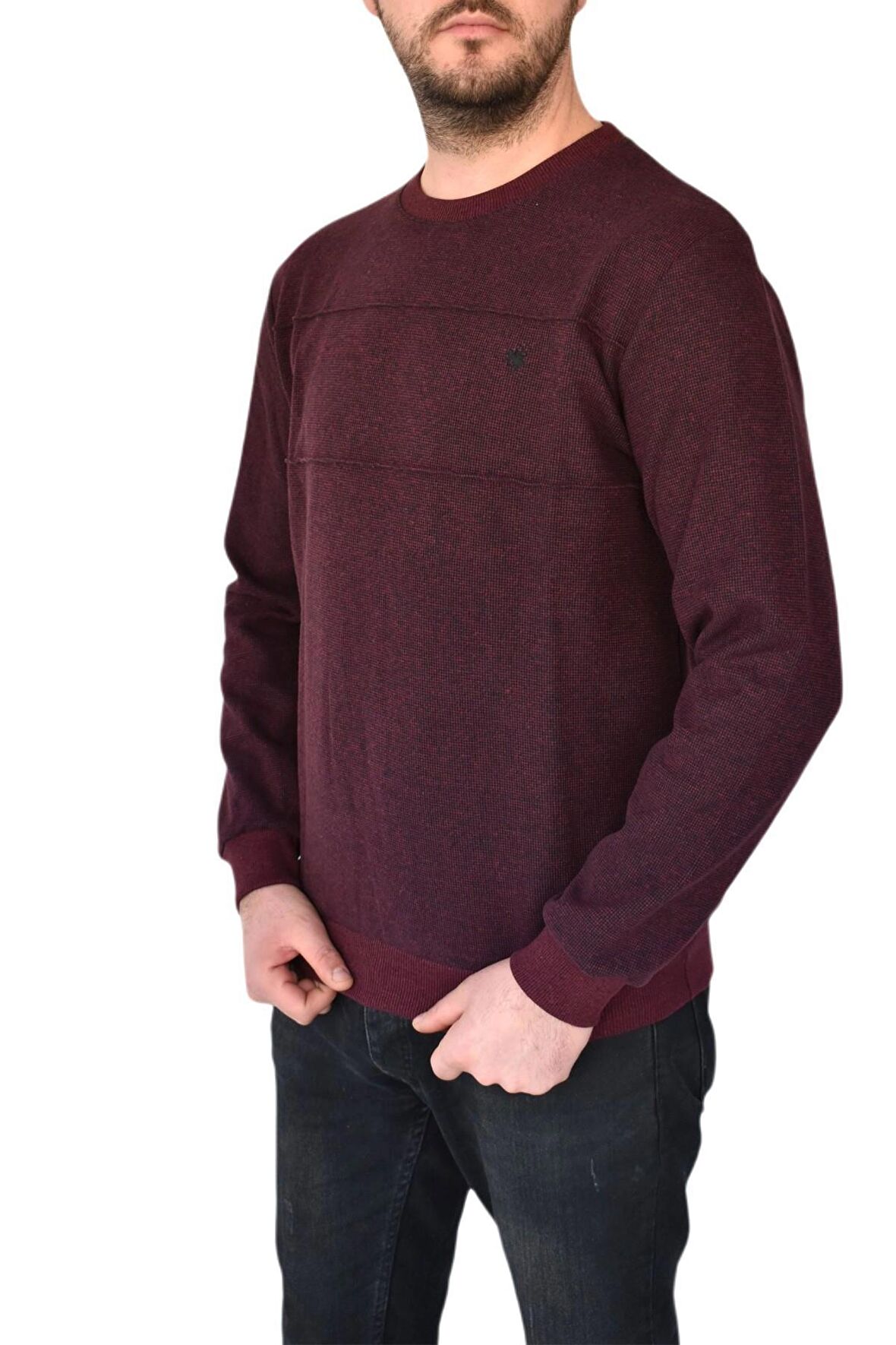 Erkek Büyük Beden Sıfır Yaka Sweatshirt 2245-BTL BGL-ST02357