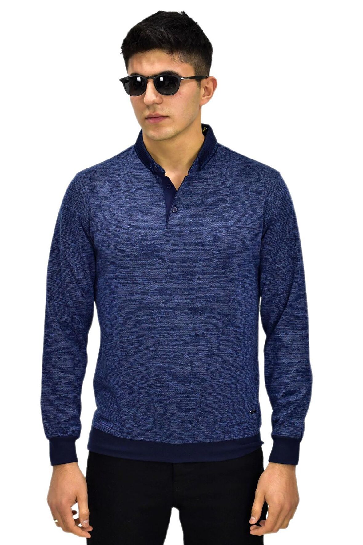 Erkek Polo Yaka Sweatshirt R2255 BGL-ST03201