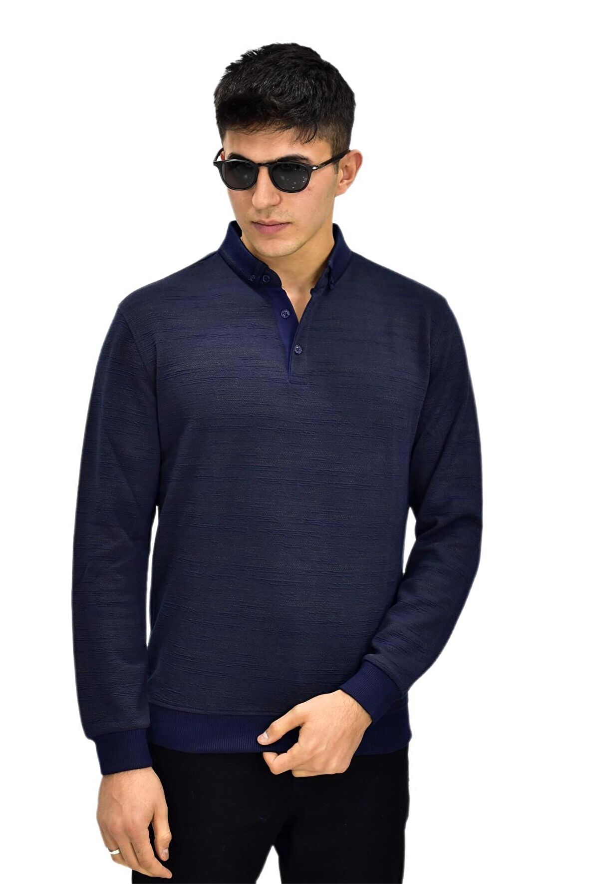 Erkek Polo Yaka Sweatshirt R2252 BGL-ST03199