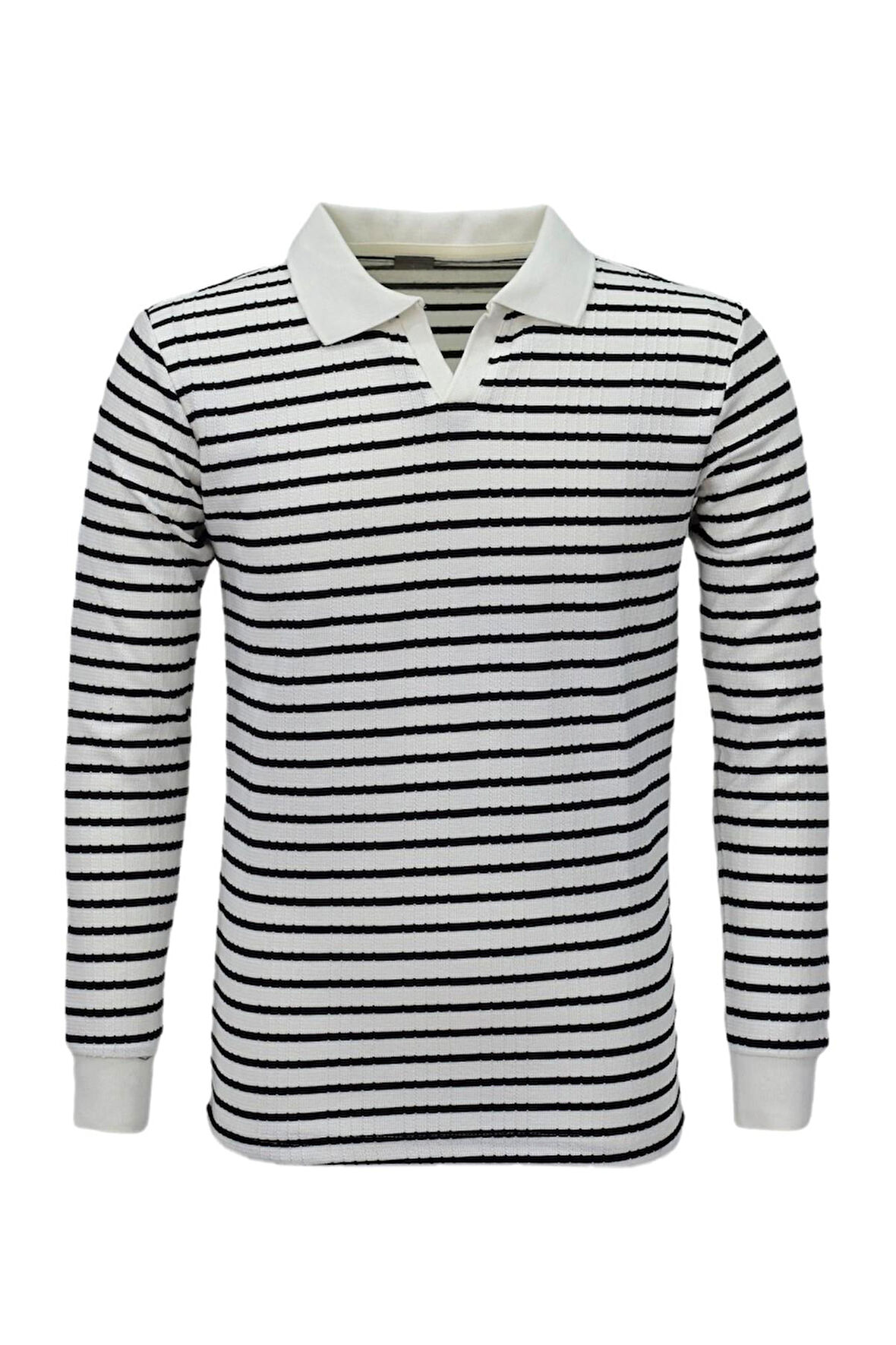 Erkek Spor Çizgili Mevsimlik Triko Polo Yaka Kazak BGL-ST03930