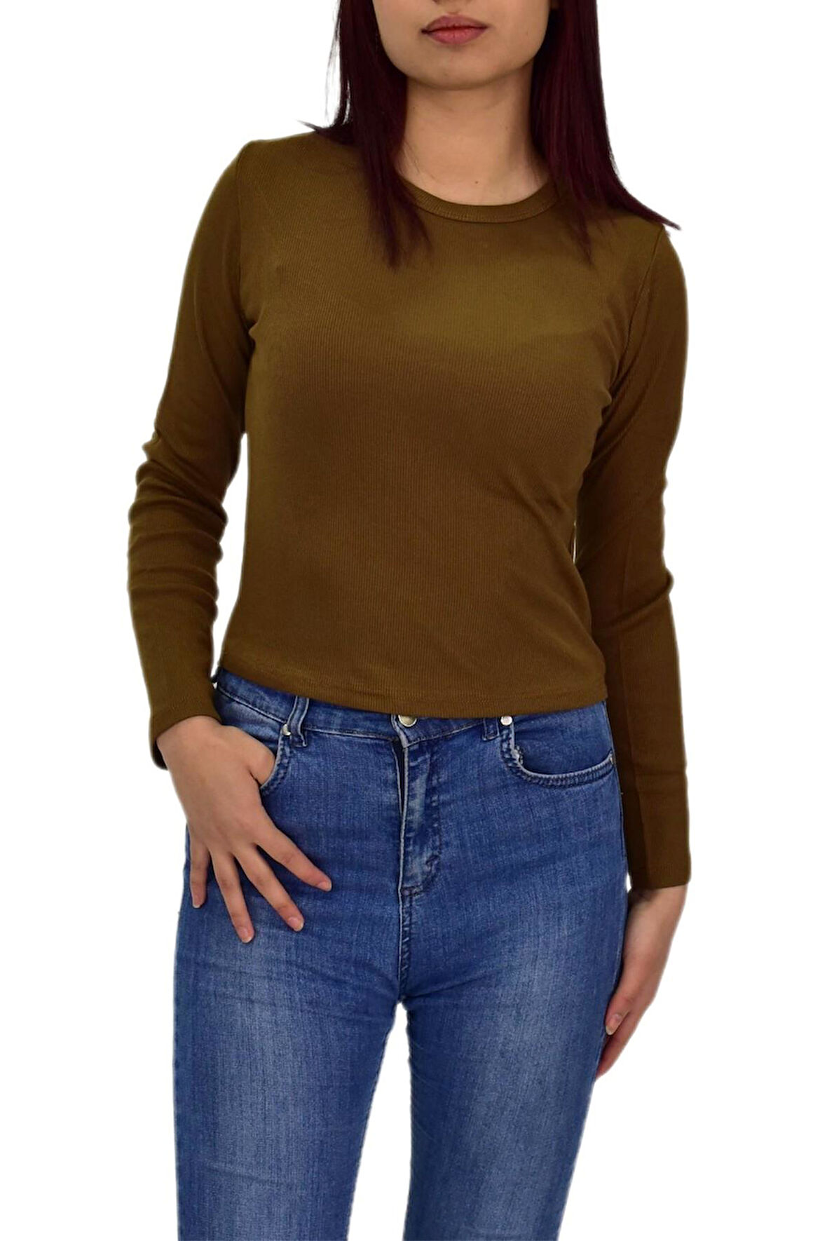 Kadın Uzun Kol  Fitilli Body Tişört  BGL-ST04231