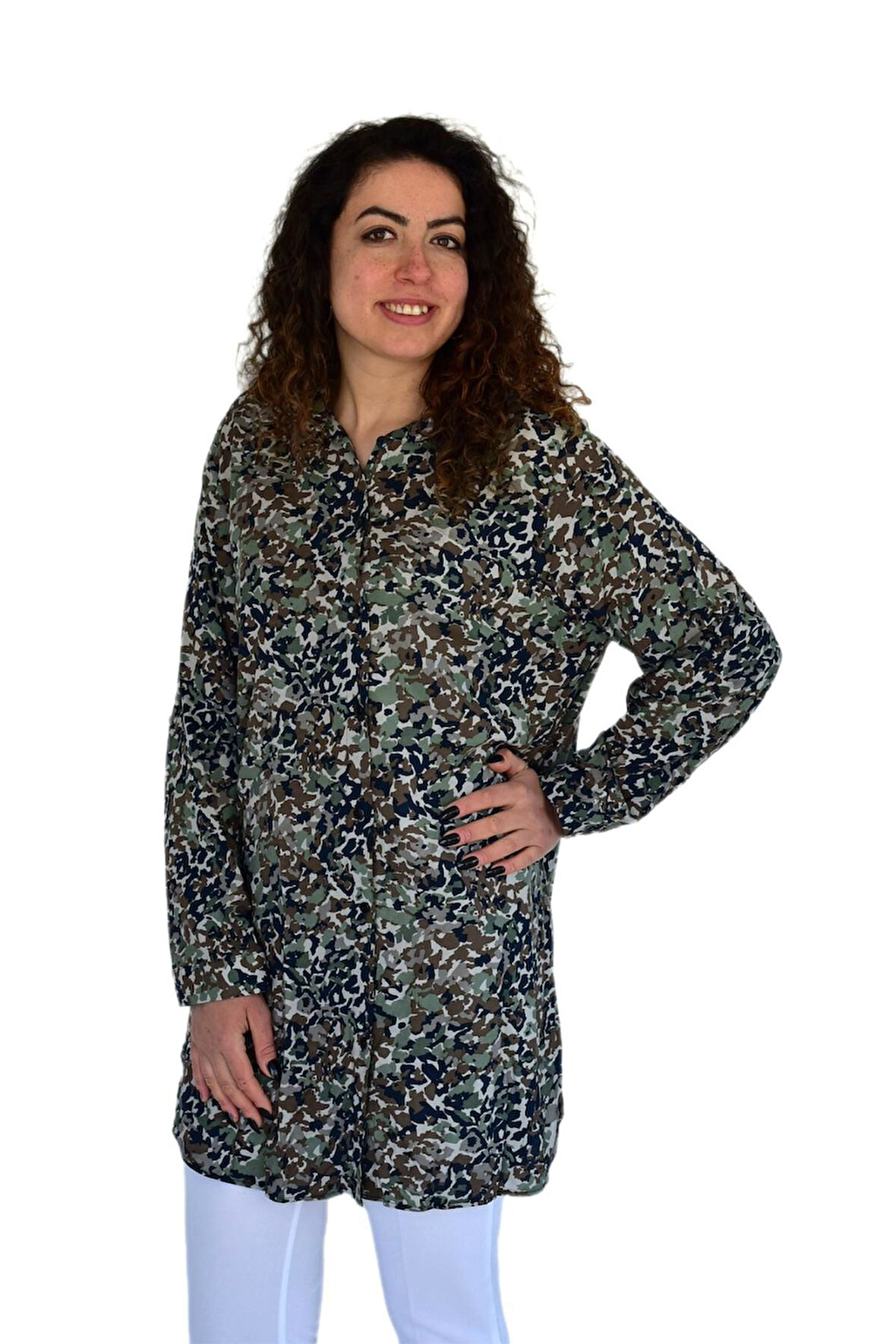 Kadın Kamufulaj Desen Viscon Gömlek BGL-ST04240
