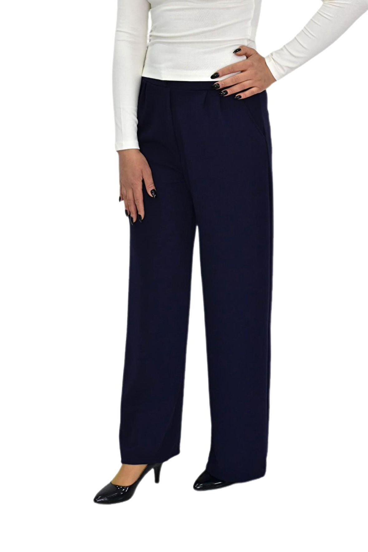 Kadın Pileli Beli Lastikli Bol Pantolon BGL-ST04252