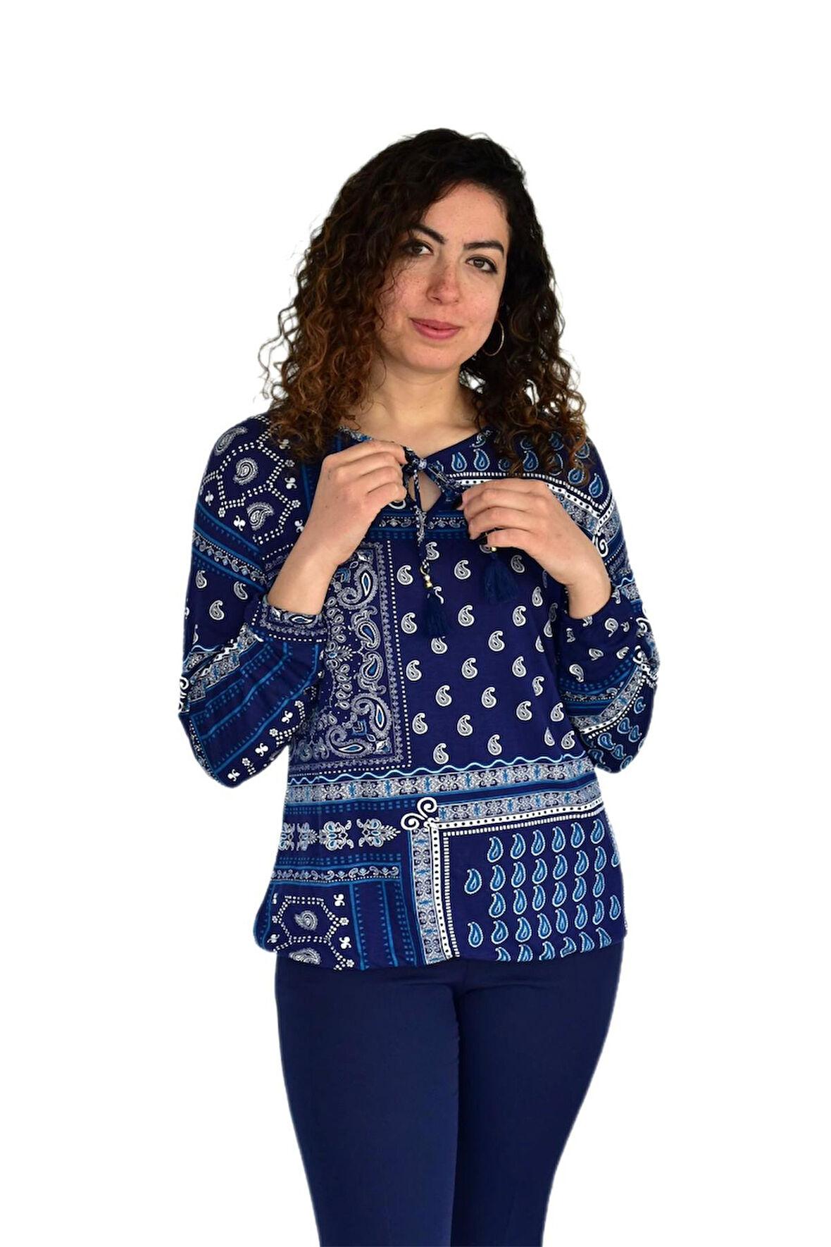 Kadın Yaka Bağlamalı Viskon Bluz BGL-ST04260