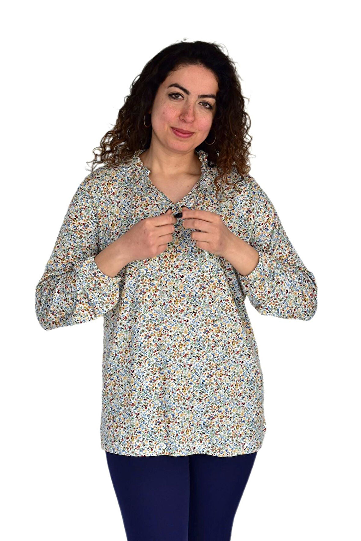 Kadın Çiçek Baskılı Desen Viscon Bluz BGL-ST04292