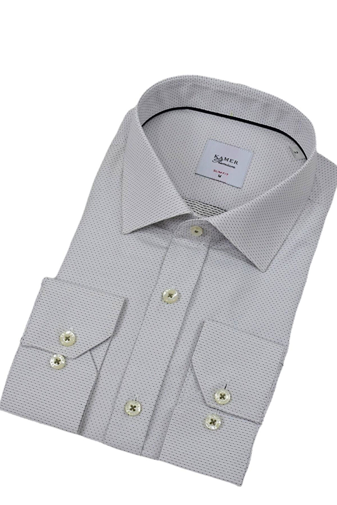 Erkek Puantiyeli Slim Fitt Uzun Kol Gömlek 2402 BGL-ST04385