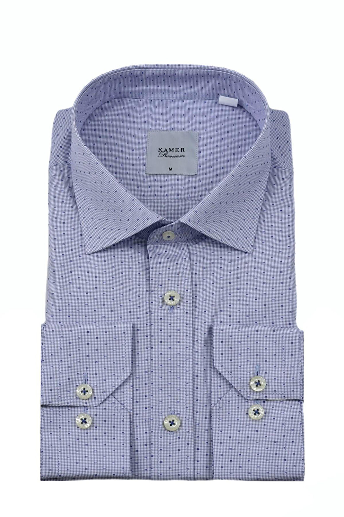 Erkek Klasik Puantiyeli Uzun Kol Gömlek 3512 BGL-ST04403