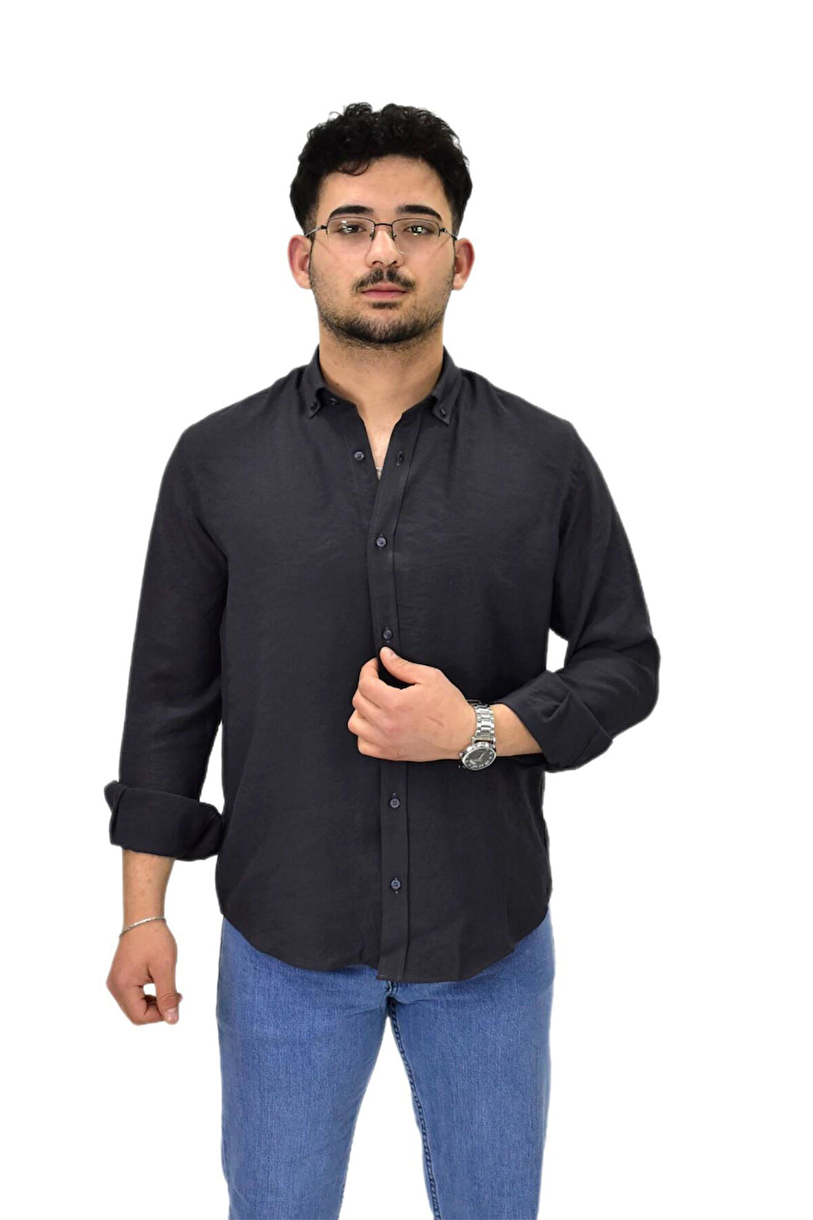 Erkek Spor Silim Fit Uzun Kol Gömlek G5019 BGL-ST04493