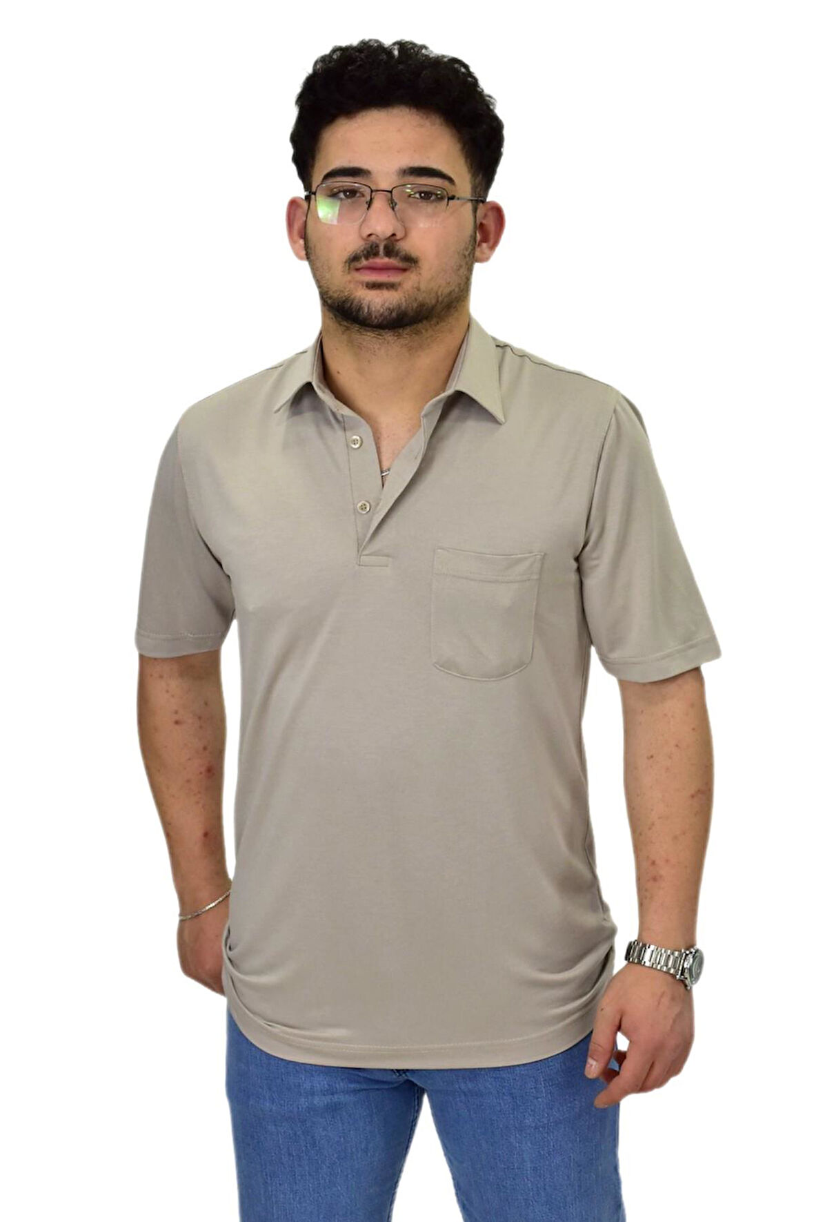 Erkek Gömlek Yaka Tişört T6064 BGL-ST04541